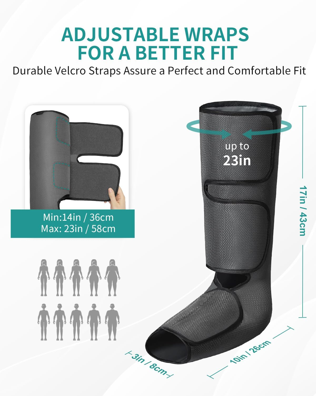 Nekteck Leg Massager with Air Compression for Circulation and Relaxation, Foot and Calf Massage Machine with Hand-Held Controller 2 Modes 3 Intensities, Adjustable Leg Wraps for Home and Office Use