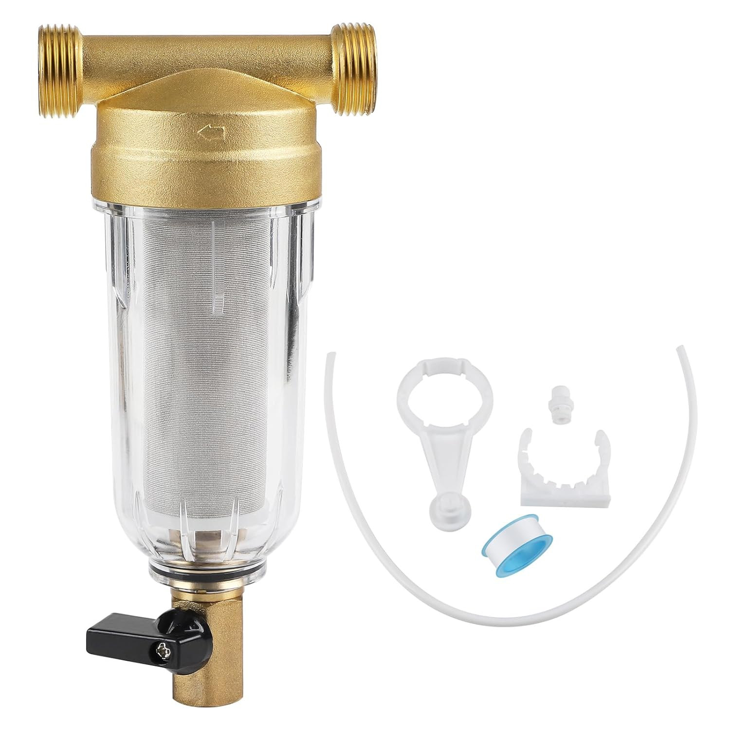 Reusable Flushable Fine Filter, Spin down Sediment Water Filter, Water Filter, Garden Hose, Iron Filter for Well Water, Tap Water Filter Water (1/2 Inch Male Thread)