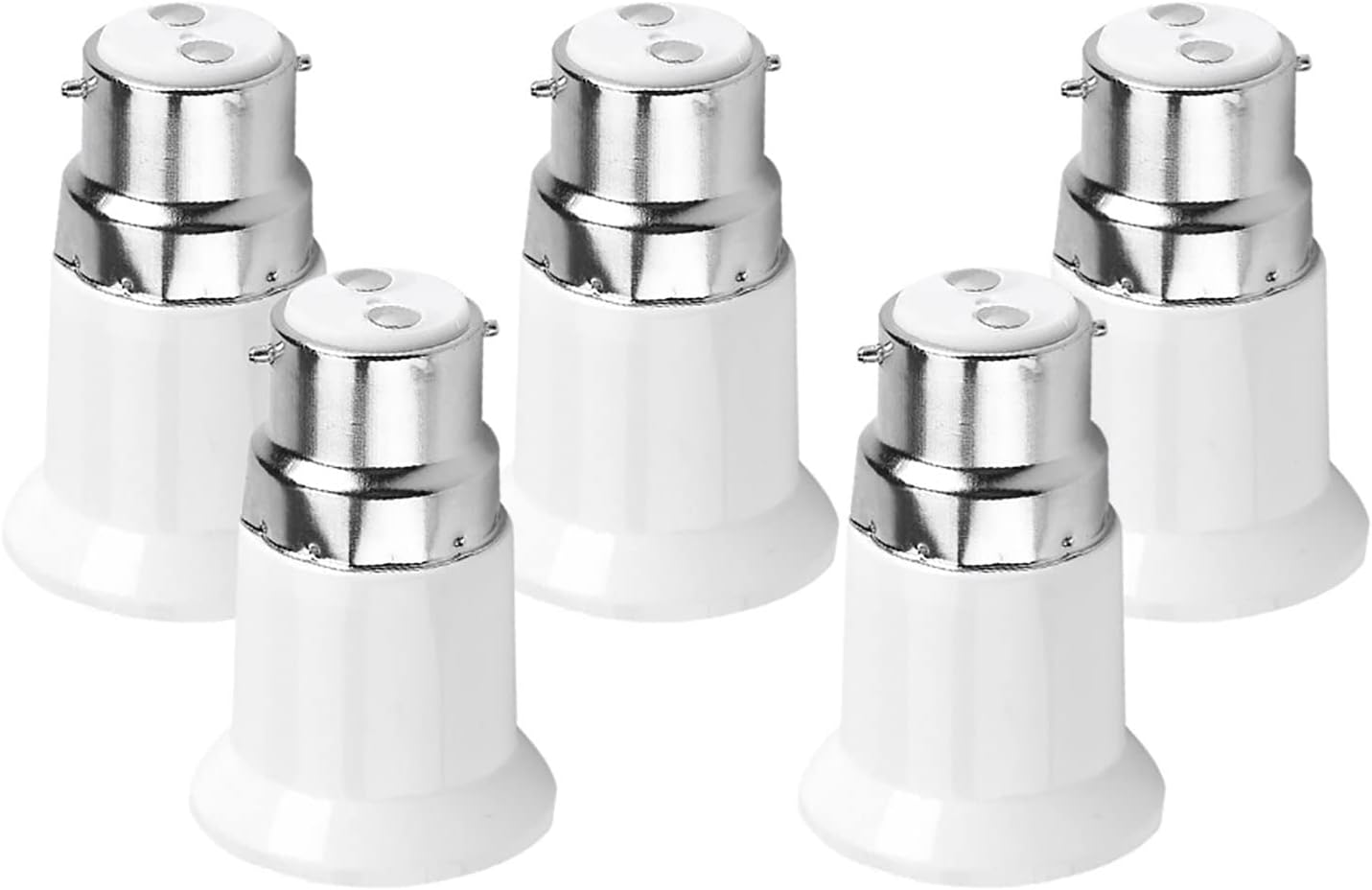 Bulb Adapter with Plug Base, 5Pcs Bulb Converter B22 Male to E27 Female, the Housing Adopts Fireproof, Heat Resistant, Anti-Aging Pc Material and Has Good Insulating Properties image number 6