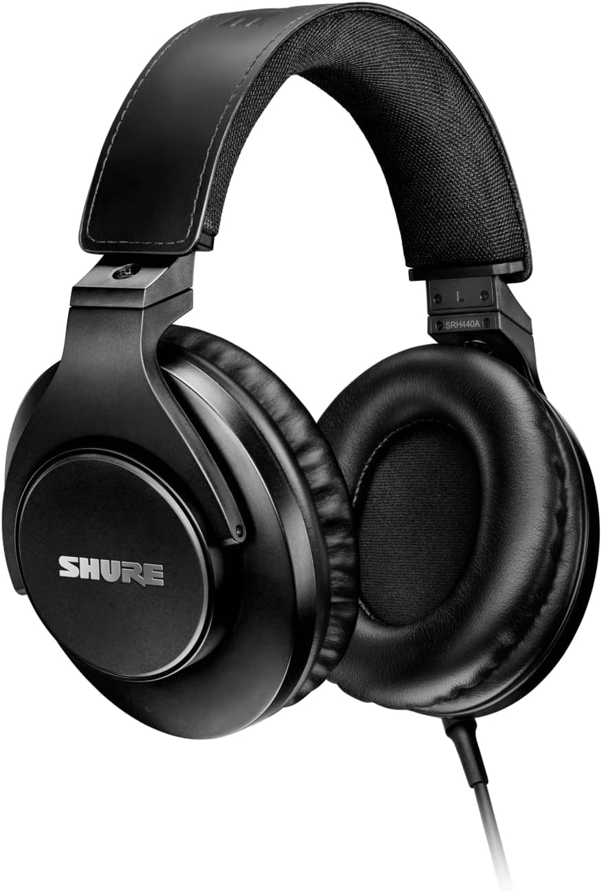 Shure SRH440A Over-Ear Wired Headphones for Monitoring & Recording, Professional Studio Grade, Enhanced Frequency Response, Work with All Audio Devices, Adjustable & Collapsible Design - 2022 Version image number 4