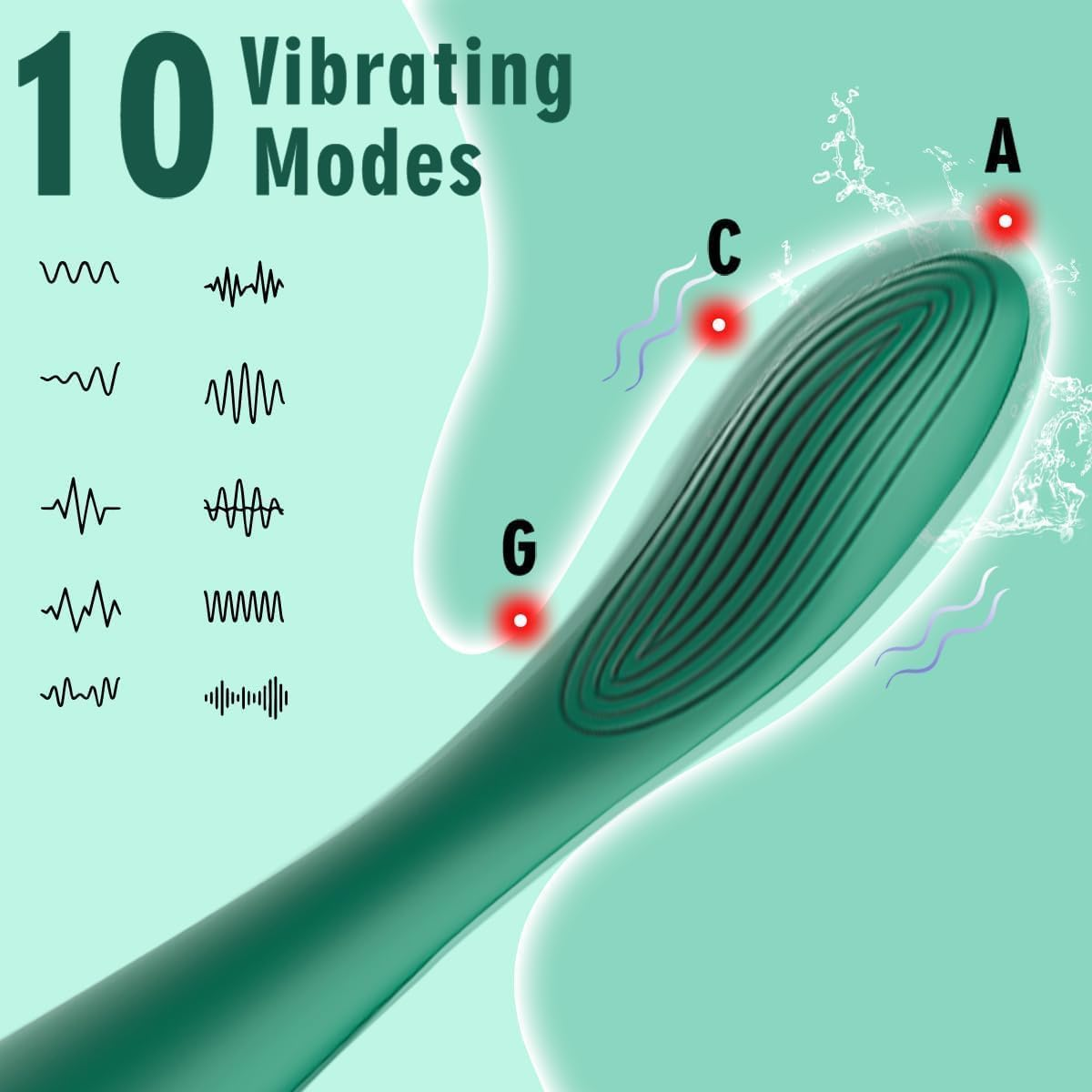 Sex Vibrator for Women,10 Powerful Vibrating Modes,Clitoral Nipple Stimulator Pocket Finger Bullet Vibrators Waterproof Strapless on Dildo Anal Toys for Couple (Light Green) image number 5