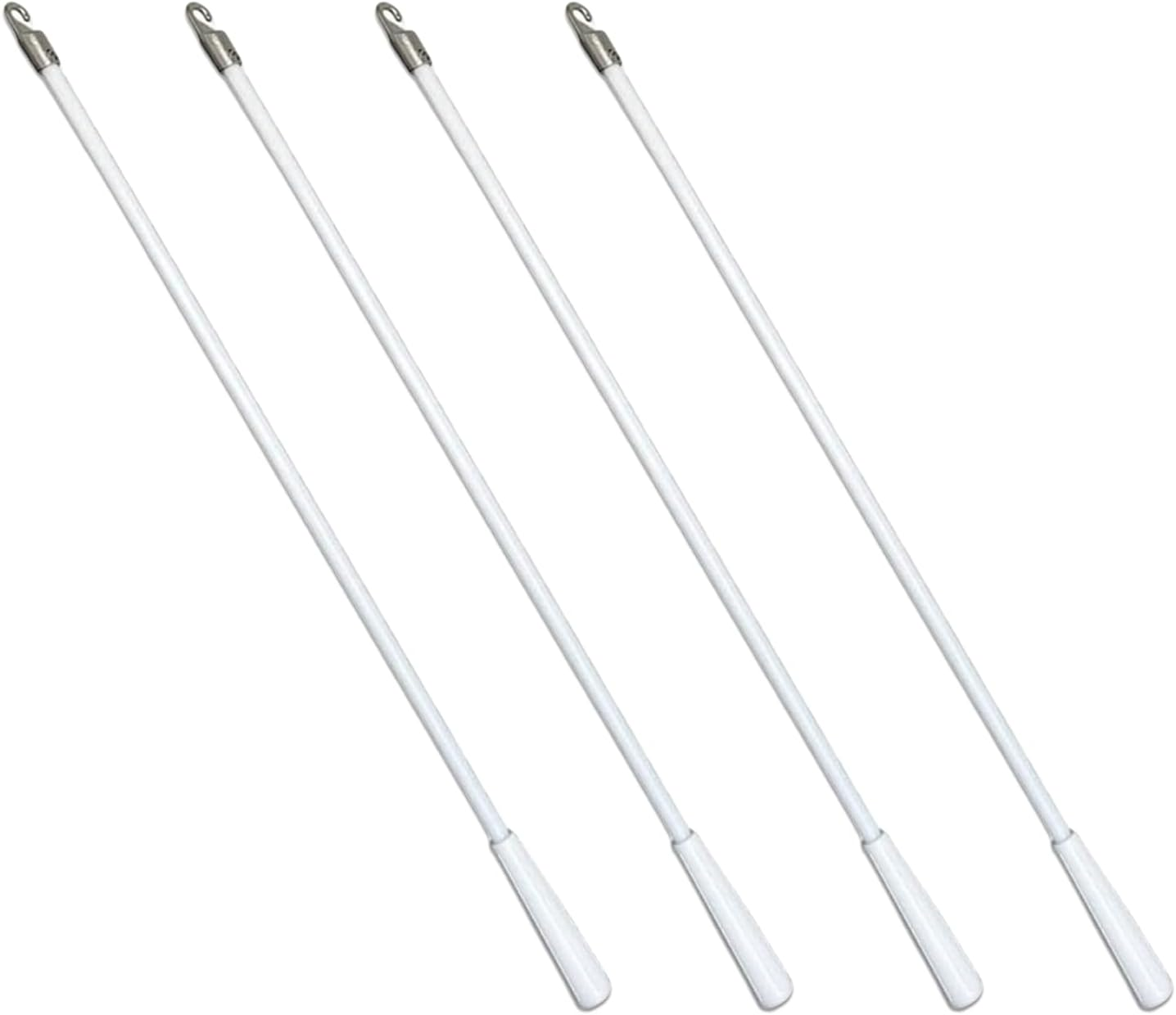 INCAUCA 4 Pack Blind Wand with Metal Hook, 12 Inch White Fiberglass Window Blind Tilt Wand, Vertical Blind Wand Control Replacement, Blind Rod Replacement, Blind Opener Stick