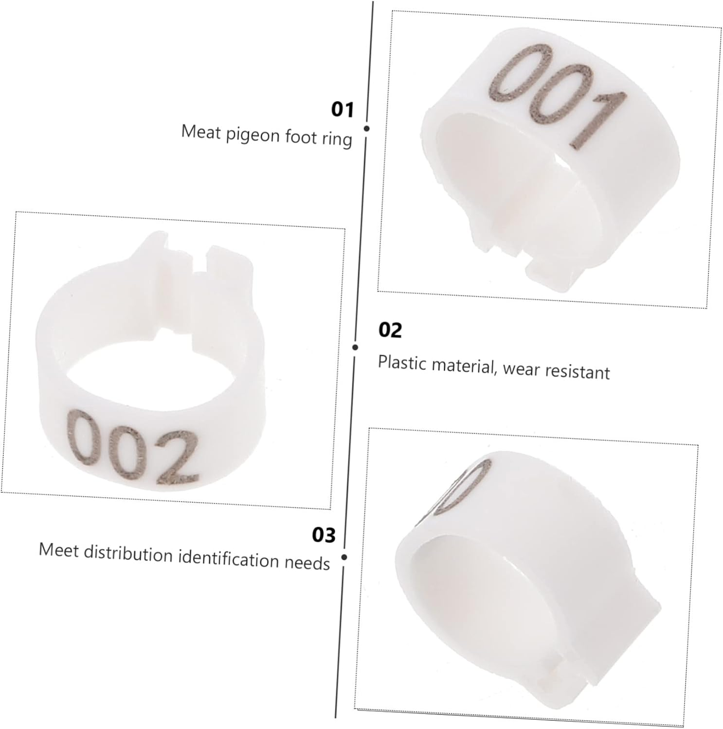 Beavorty 100Pcs Digital Foot Ring Pigeon Foot Ring Numbered Bird Leg Pigeon Identification Bands for Bird Poultry Leg Bands image number 3