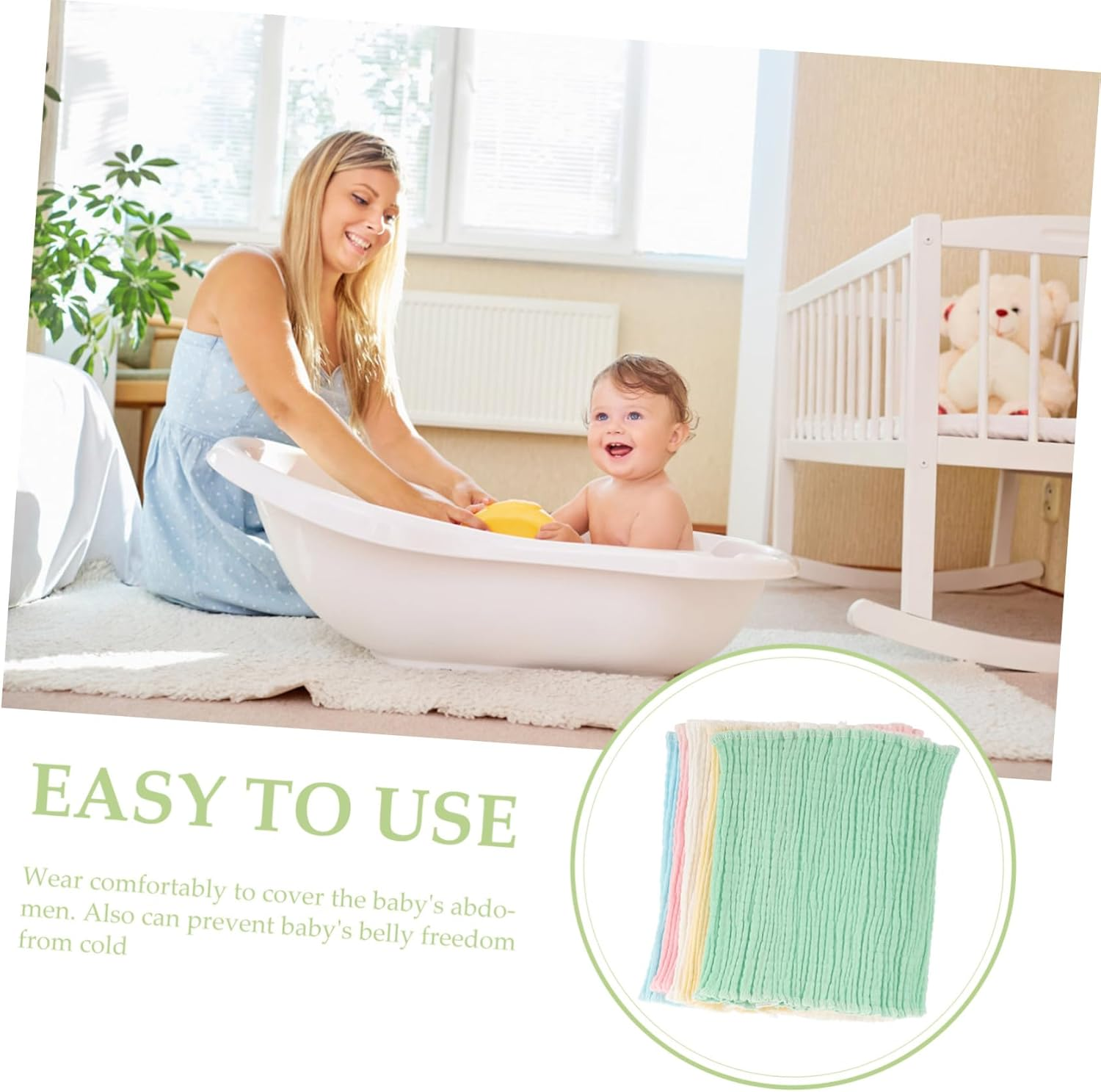 5Pcs Navel and Belly Circumference Belt Cotton Cord Belly Wraps Newborn Abdomen Band for Gas Relief Digestion Support image number 5