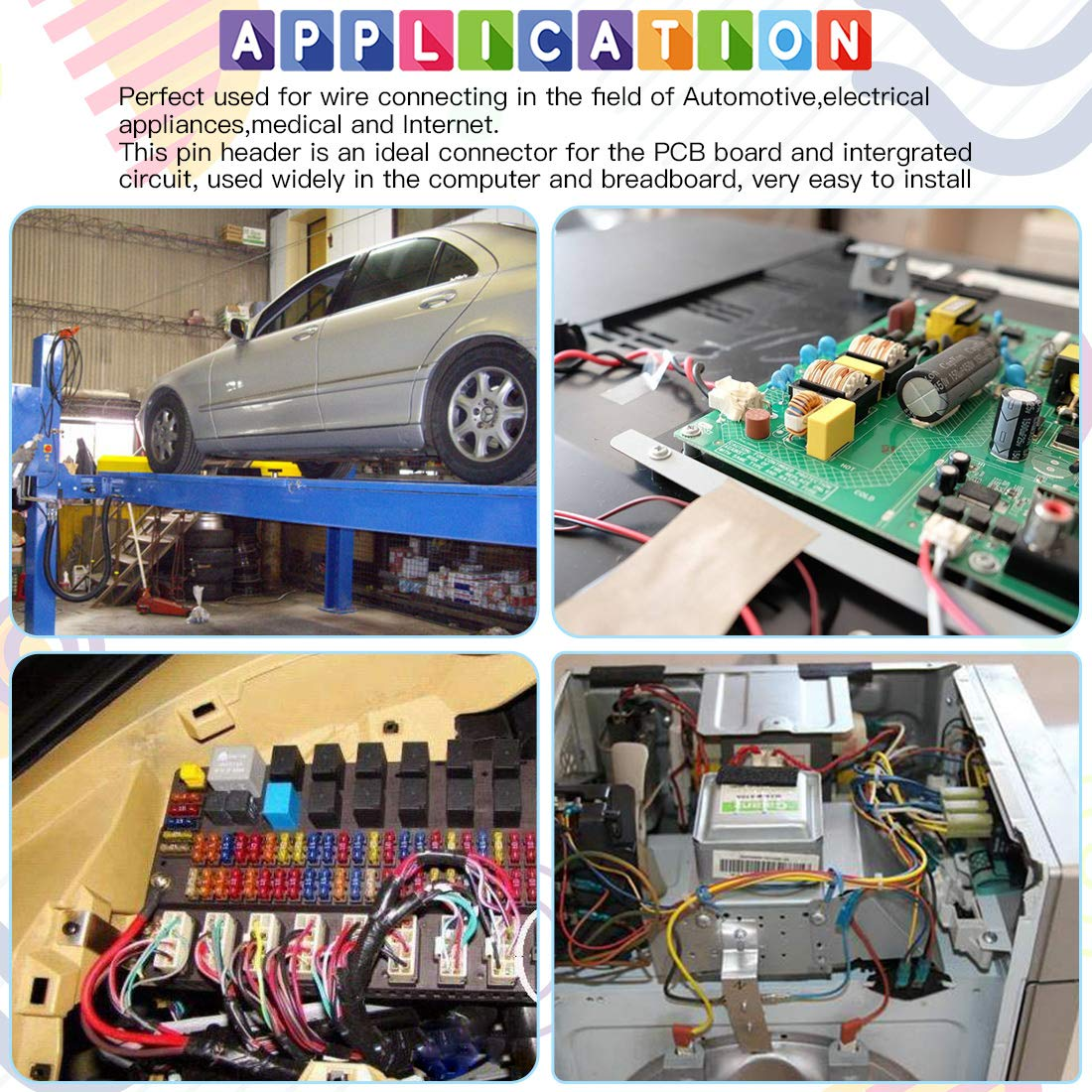 Glarks 120Pcs 2.54Mm Straight Single Row PCB Board Female Pin Header Socket Connector Strip Assortment Kit for Arduino Prototype Shield(Single Row) image number 6