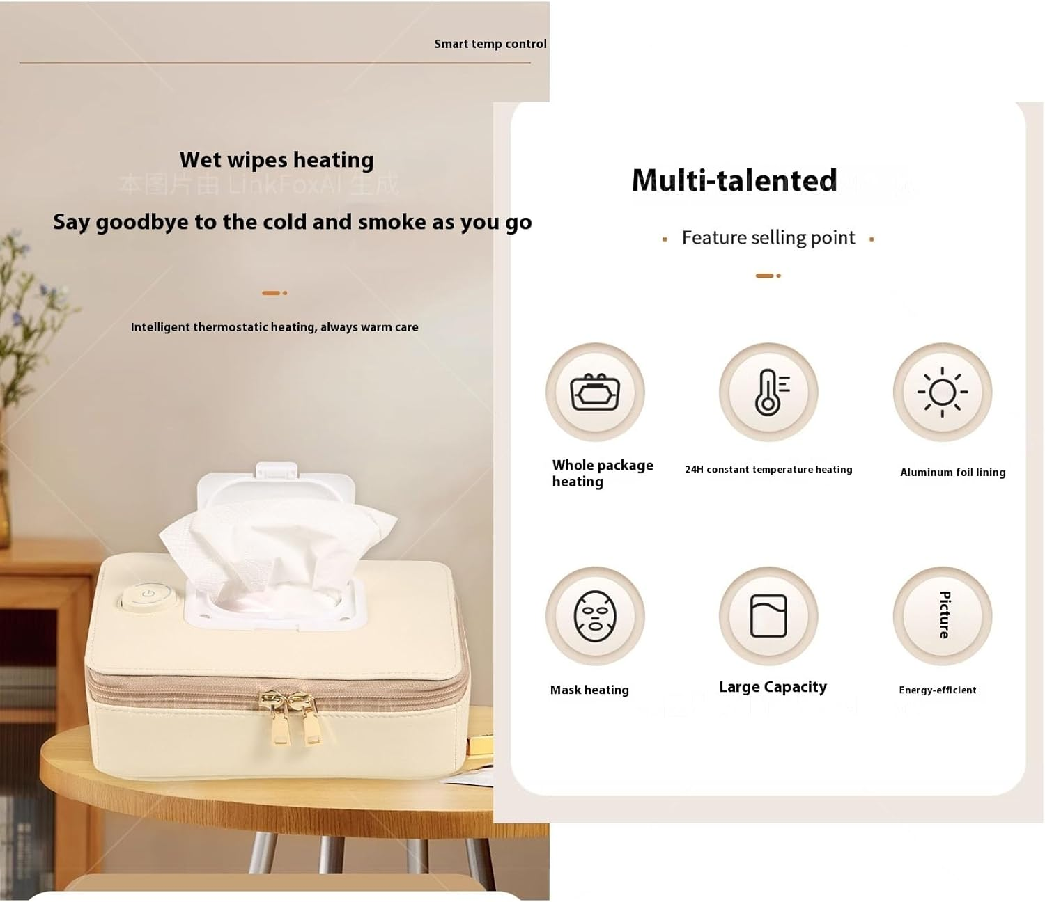 ◉ Baby Wipe Warmer, Large Capacity Wipes Dispenser with 3 Temperature Modes | Fast & Even Heating | USB Powered | Newborn Essentials for Home Car Travel with 15-Pcs Car Trash Bag image number 1