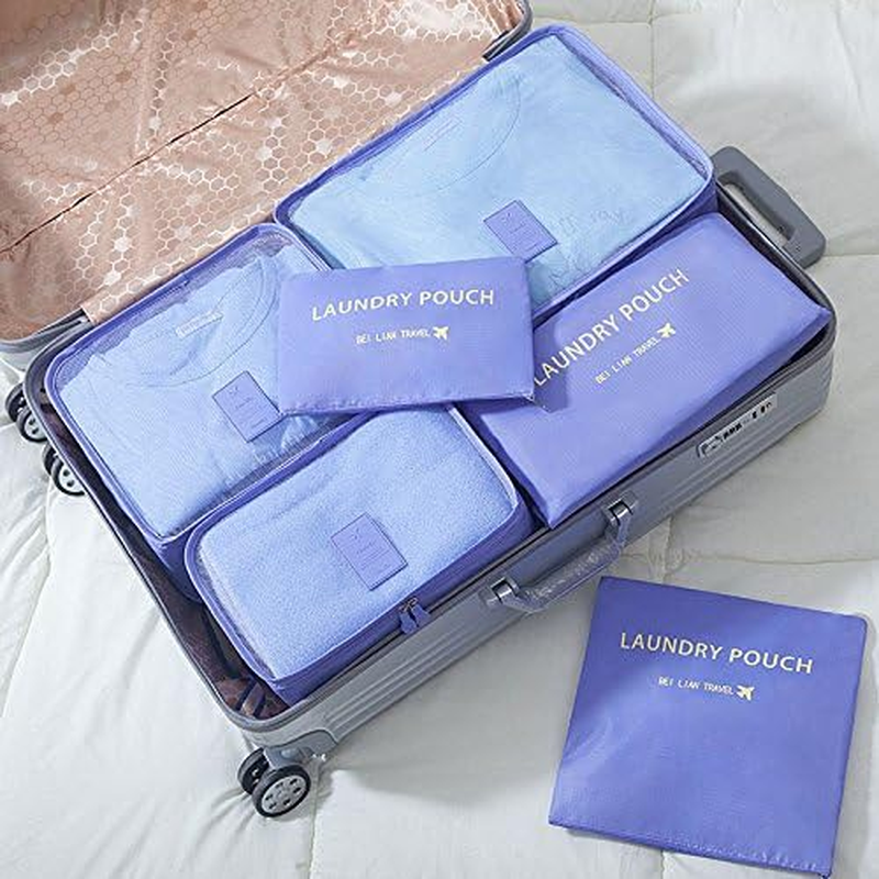 Go2Buy 6Pcs Travel Luggage Organizer Set Backpack Storage Pouches Suitcase Packing Bags (Purple) image number 4