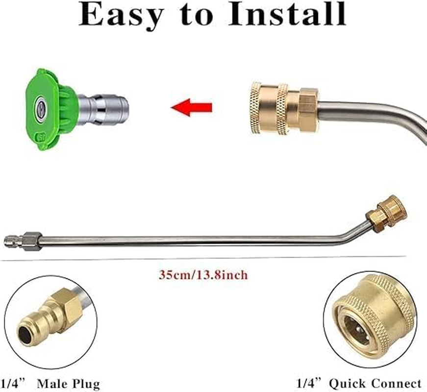 Stainless Steel Pressure Washer Gutter Cleaner Attachment ，For Gutter Cleaning, 7 Nozzle Tips, 1/4 Inch Quick Connect, 13 Inch image number 1