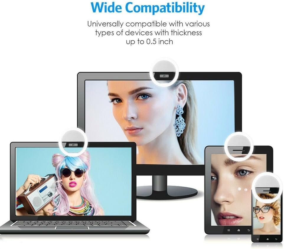 Selfie Ring Light, Portable USB Rechargeable 36 LED Phone Fill Light, Dimmable 5600K Clip-On Mobile Lamp for Iphone Android, Live Broadcast Video Conference Selfie Fill Light for All Smartphone image number 5