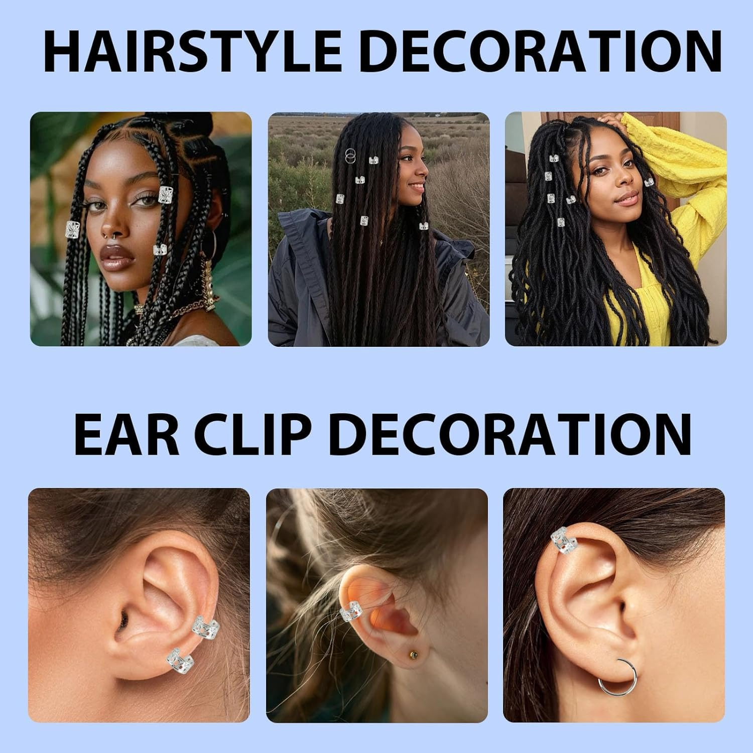 Pack of 80 Silver Dreadlocks Jewellery Viking Hair Accessories, Cuff Clips for Dreadlock Accessories, Adjustable Cuffs, Hair Beads, Hair Spirals, for Dreadlocks for Men, Women, Girls and Boys Braids image number 5