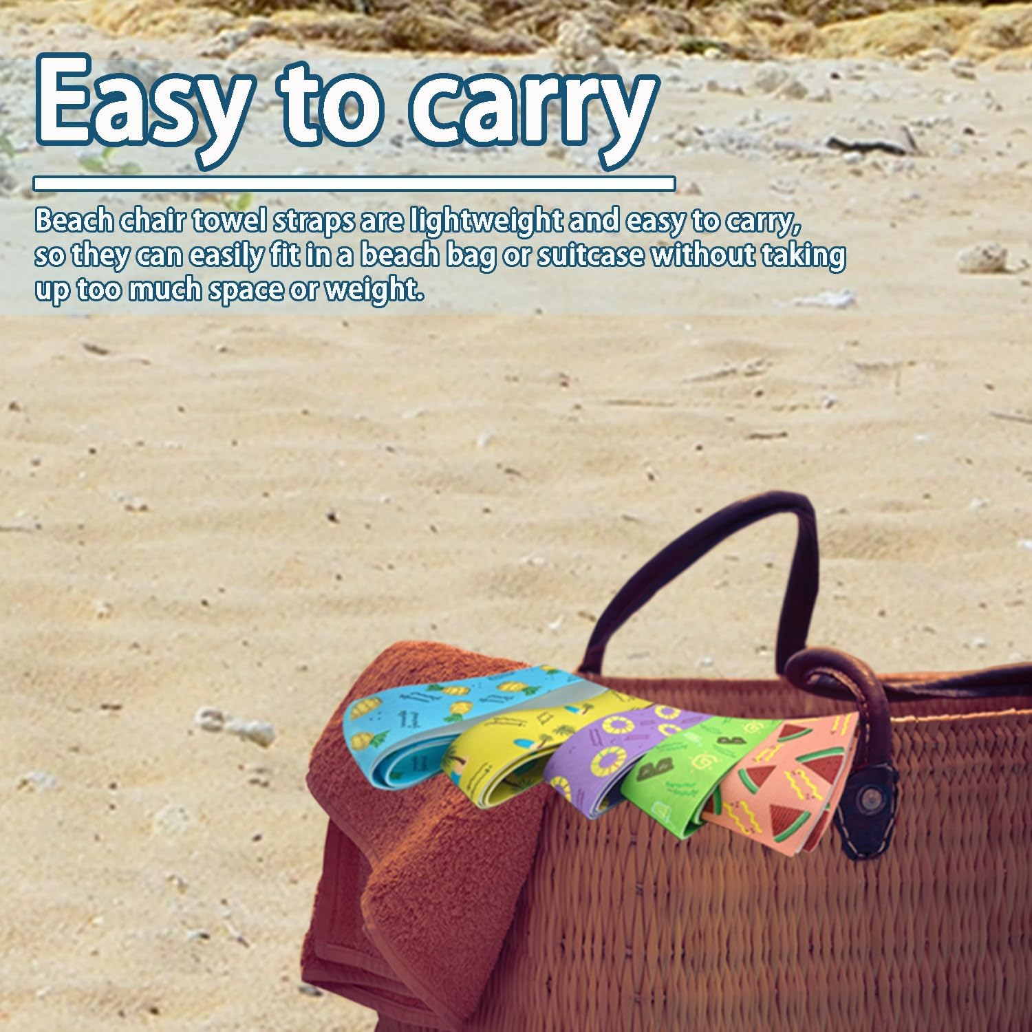 5Pcs Beach Chair Towel Bands Elastic Windproof Summer Beach Accessory for Cruise Chairs and Loungers Essential Cruise and Beach Accessory (1Pack) image number 6