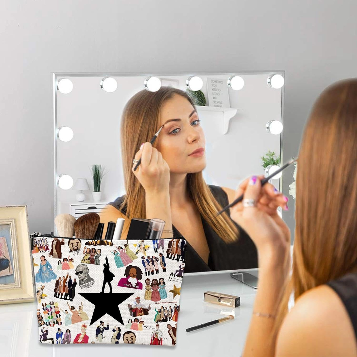 Hamilton Makeup Bag, Musical Cosmetic Bag, Portable Make up Bags for Women, Girls, Travel, Vacation, Hamilton Gifts for Musical Lovers image number 1