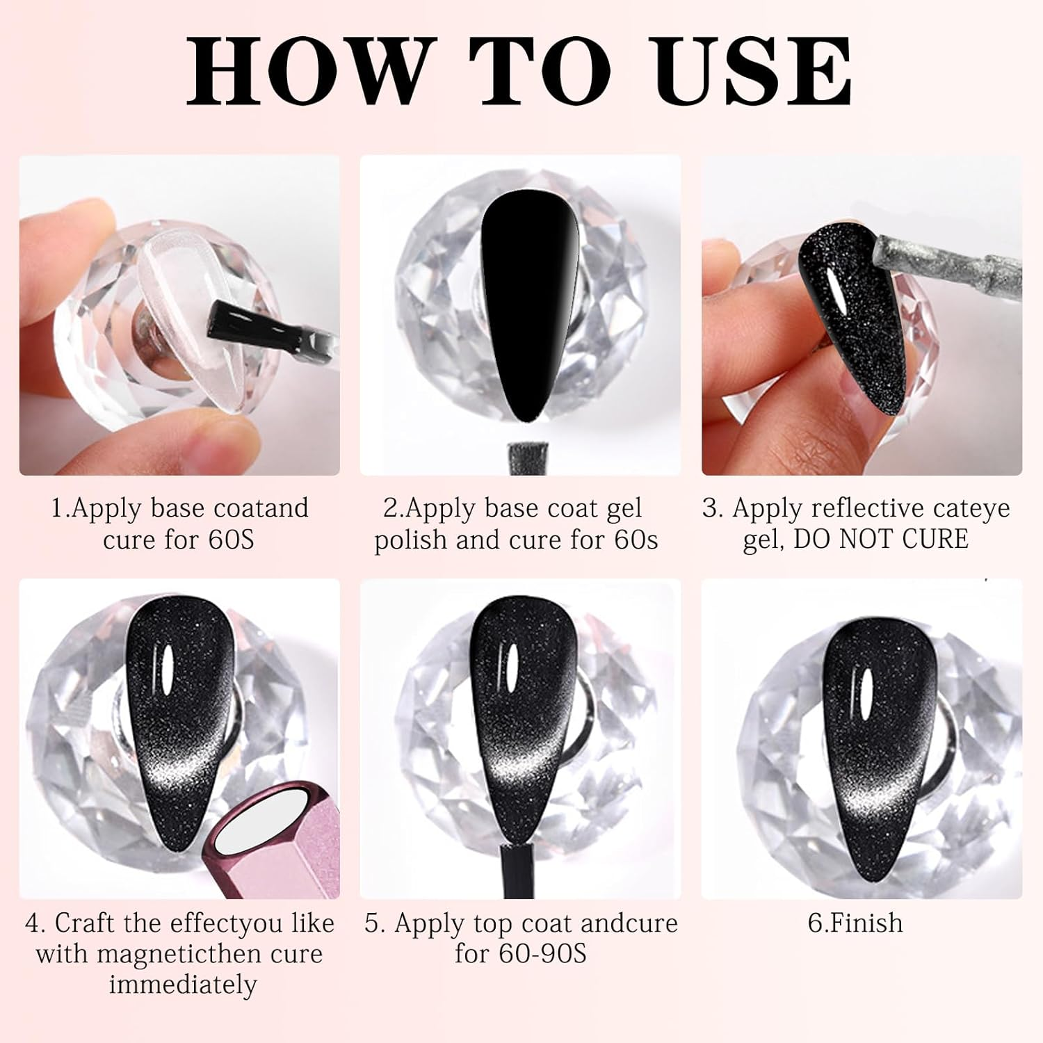 C12Rtive Cat Eye Magnet Tool,Professional Double-Ended Hexagon Strong Nail Magnet Stick for Cat Eye Gel Nail Polish,Suitable for Personal DIY, Nail Studio or Nail Salon(Pink), Long - Silver image number 4