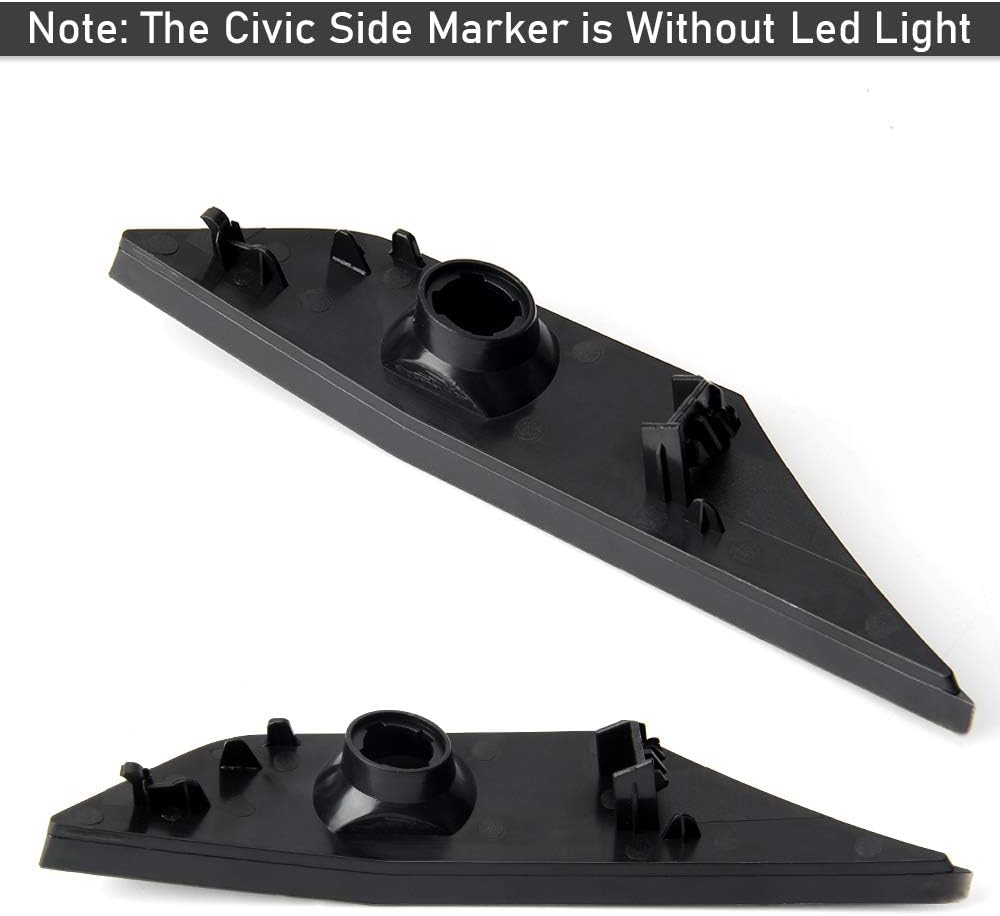 Civic Side Marker Kit Clear Lens Compatible with 2016-Up Honda Civic, Replace OEM Front Sidemarker without Led Bulbs (LY055-2N) image number 2