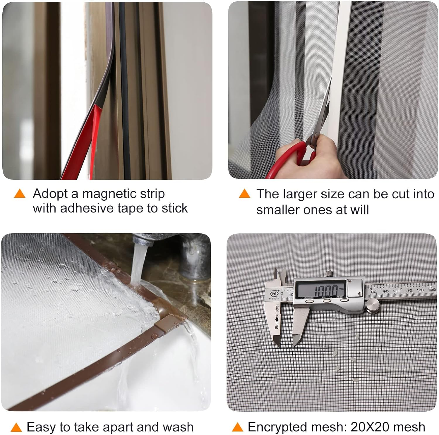 DIY Adjustable Magnetic Window Screen Max 56"X35"(143X89Cm) Fits Magnet Screen Mesh Easy Installation White Frame High Density Mesh