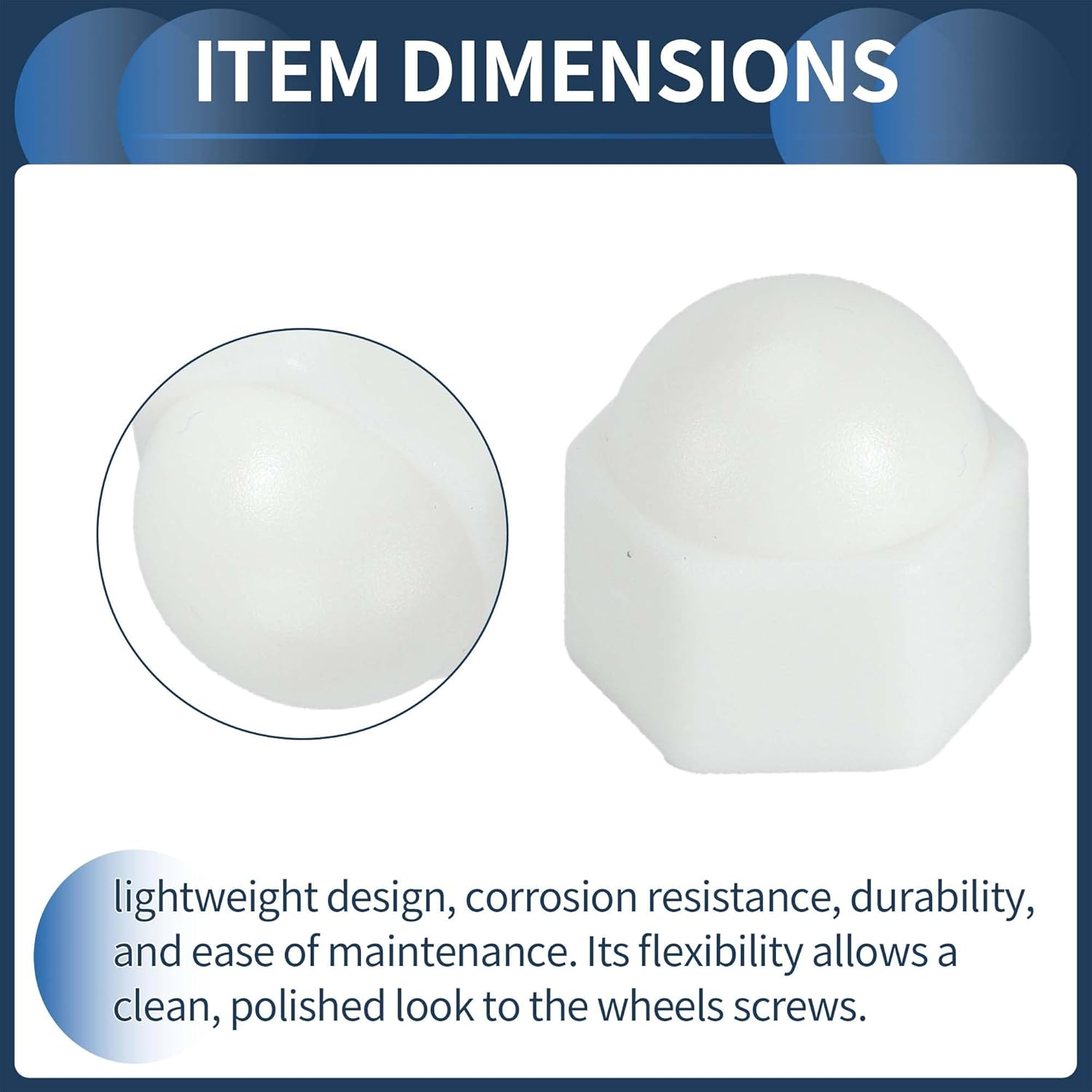 INFINAUTO Wheel Nut Bolt Outer 19 Mm Rims Tyre Nut Screws Dust Cap Cover Nut Protection Plastic White Pack of 1 image number 2