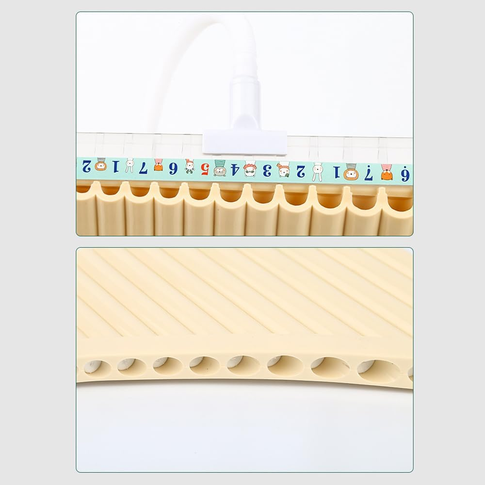 Mingzhe 18 Pipes Pan Flute C Key Panpipes Pan Pipes with Mouthpiece Wind Instrument for Students Beginners with Carrying Bag - Off White image number 7