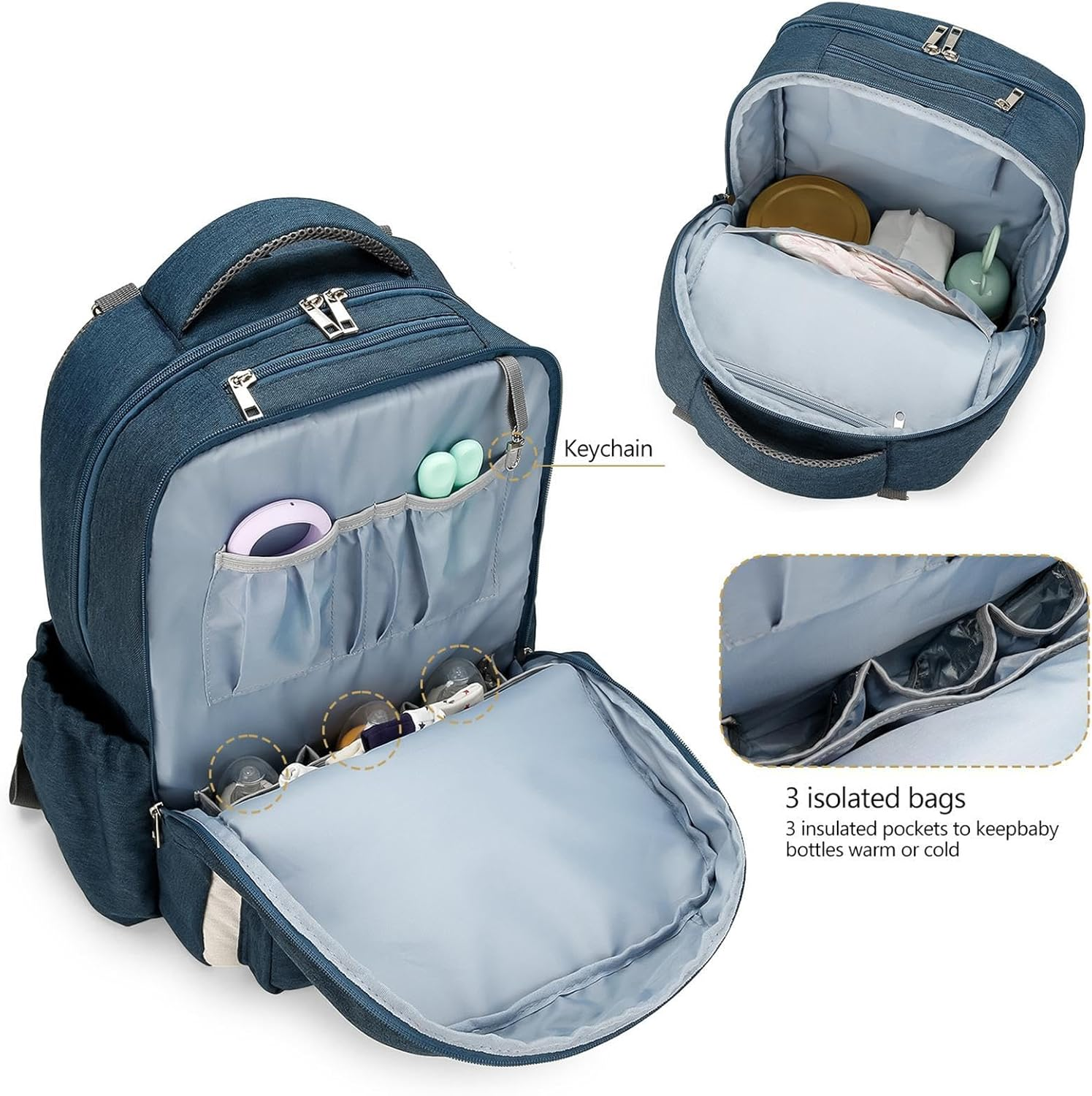 Diaper Bag Backpack for Dad,Large Backpack Diaper Bags | Must Have Double Layer Toddler Travel Bag with Stroller Straps | Multi-Function Waterproof Bag Pair, Dark Blue, Consulte La Descripci&oacute;n image number 5