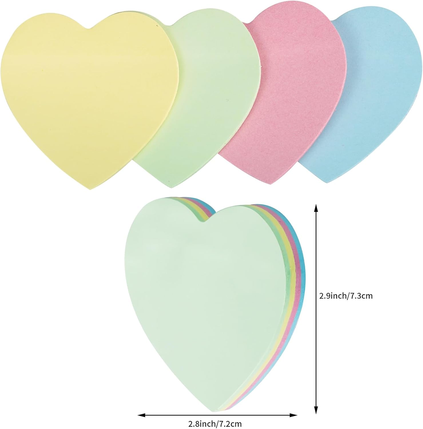 Heart Shaped Sticky Notes, Adhesive Self-Sticky Note Pads for Office Study Message Stickers, 10 Pads/1000 Sheets, Multi-Color image number 2