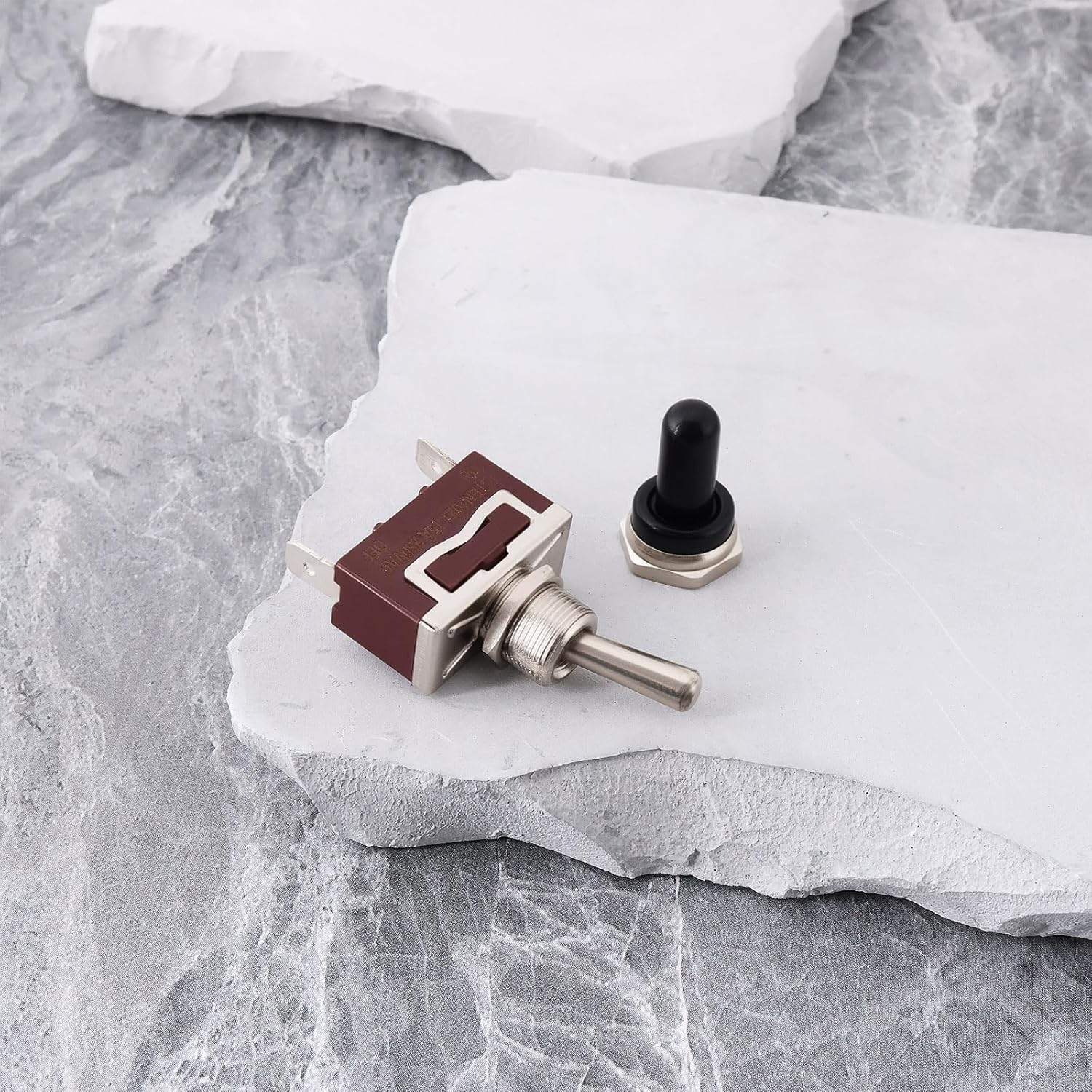 1Set SPST Waterproof Momentary Toggle Switch, (On)-Off-(On) 12V 30A with On/Off Mounting Panel 2 Pin Wired image number 5