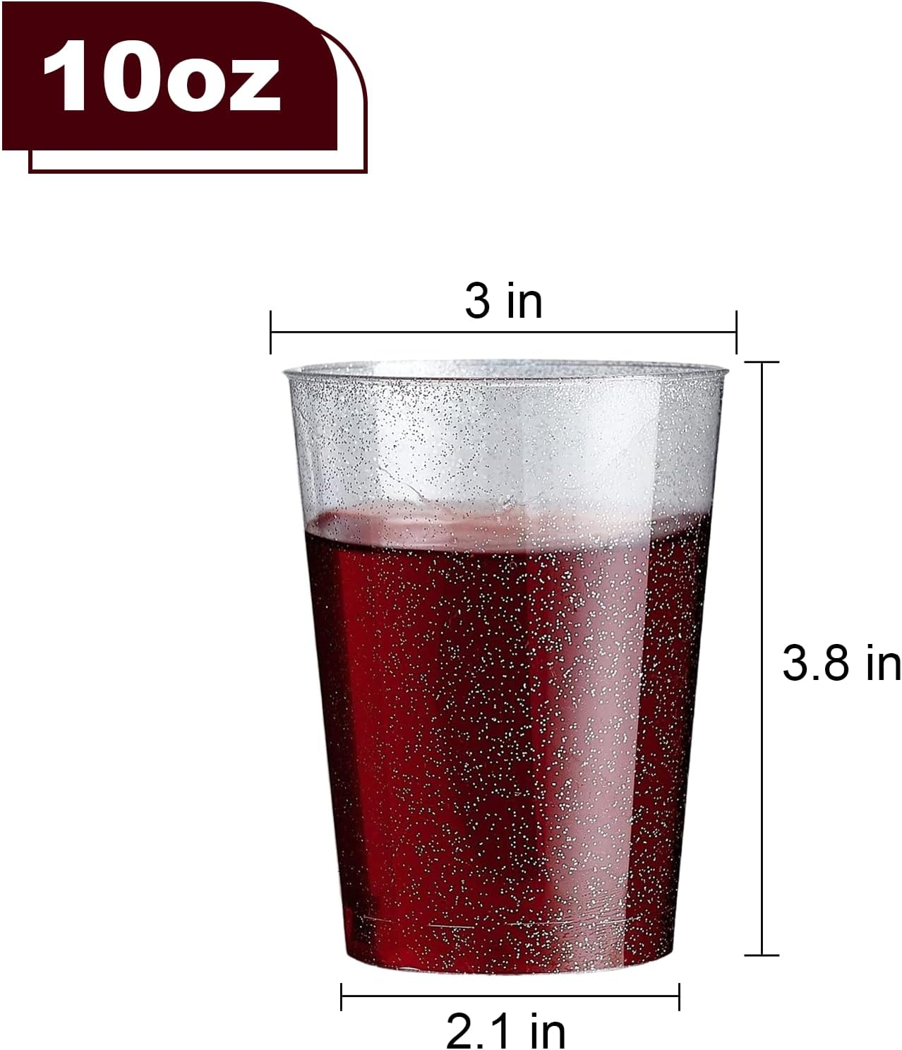 50 Pcs Reusable Plastic Tumbler Cups, Silver Glitter Tumblers,Reusable Elegant Party Cups for Wedding,Parties,Holiday Gathering (10 OZ/300 ML) image number 4