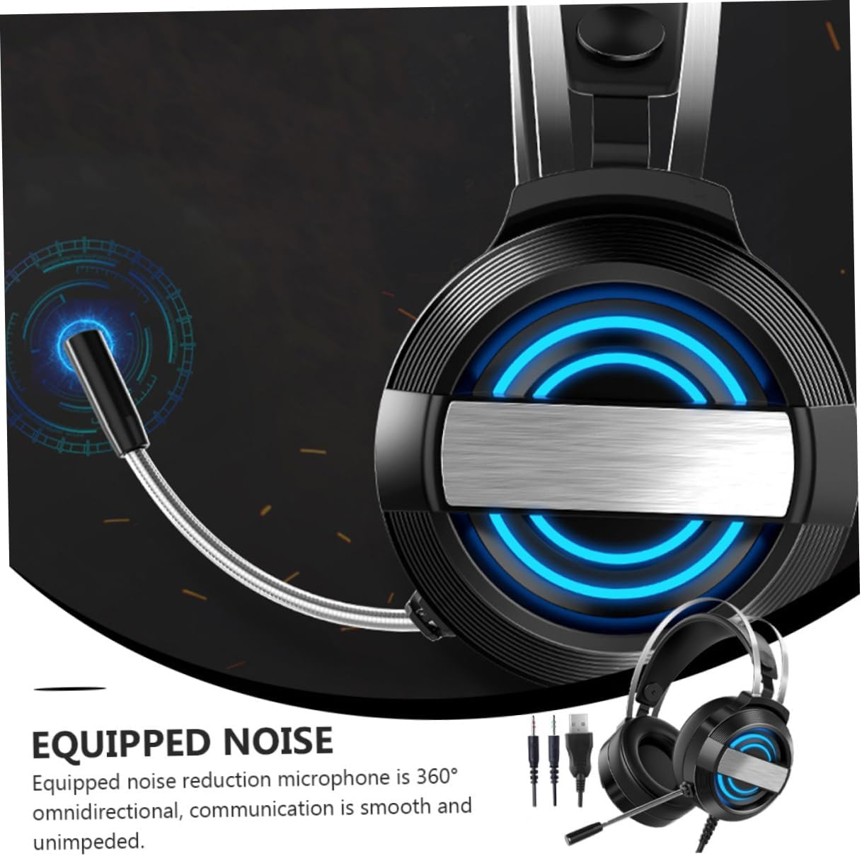 YOSADIER Wired Gaming Headset with Microphone Over-Ear PC Gaming Headphones for Desktop Comfortable Black USB Headphones and Home Use