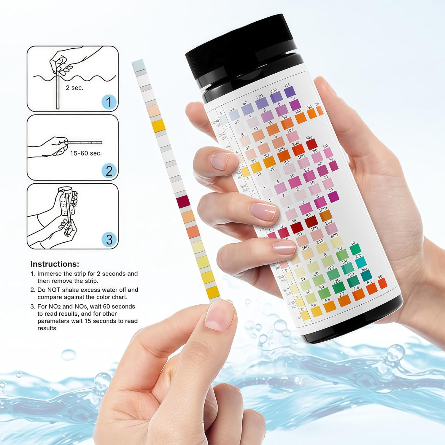 Gdsanlian 16 in 1 Water Test Kit - High Sensitivity Drinking Water Test Kit -Test Strips Detect PH, Lead, Iron & Many|Home Water Purity PH Test Strips for Aquarium, Pool, Well & Tap Water