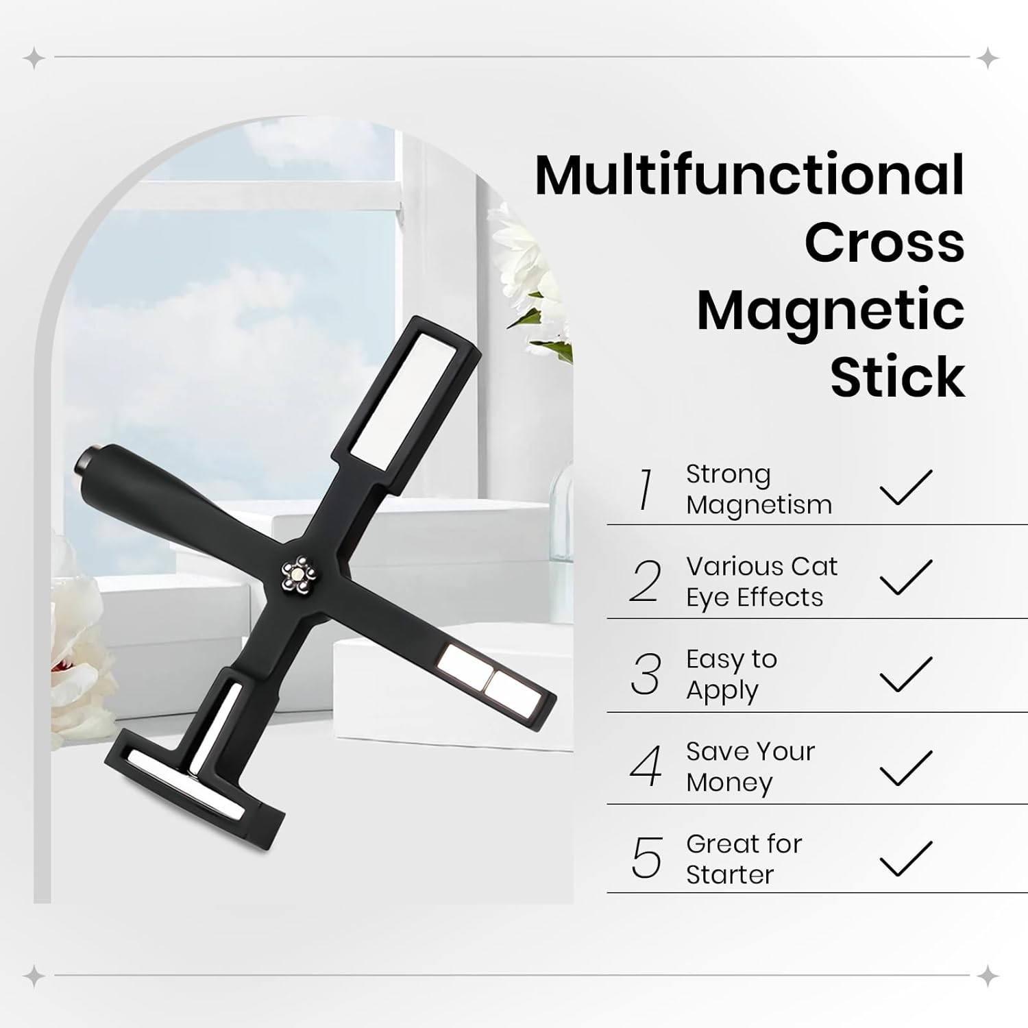 SUPWEE Nail Magnet Tool 5 in 1 Cat Eye Magnet Tool for Cat Eye Nails Multi-Function Magnet Stick Nail Art Design for DIY Home Nail Salon image number 2