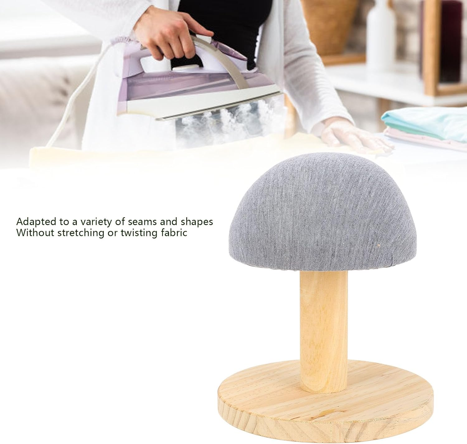 Bra Wooden Ironing Board, Mini Ironing Board Small Ironing Stool for Bras, Shirts, Collars, Cuffs, Mini Iron Padded Sleeve Pillow Board Stool with round Base, round Pressing Board image number 6