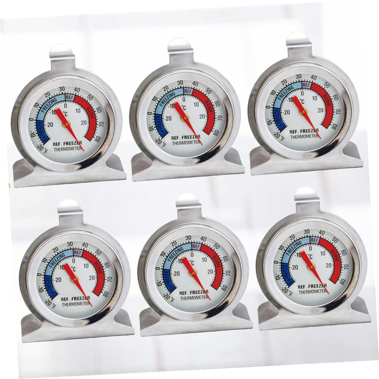 Luxshiny 6Pcs Stainless Steel Refrigerator Freezer Thermometers with Paper Package Small Indoor Temperature Gauges for Home and Office Use Easy to Install and Portable Silver image number 1