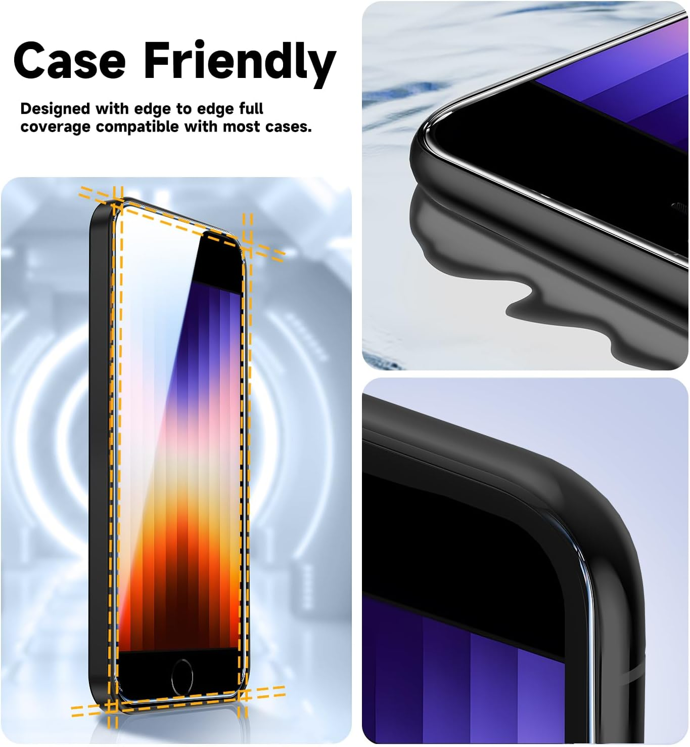 MAGIC JOHN 2 Pack for Iphone SE 3/2 (2022/2020 Edition), Iphone 8/7/6/6S Tempered Glass Screen Protector, Auto Dust-Elimination, Bubble Free, HD Clear, Easy Installation image number 6