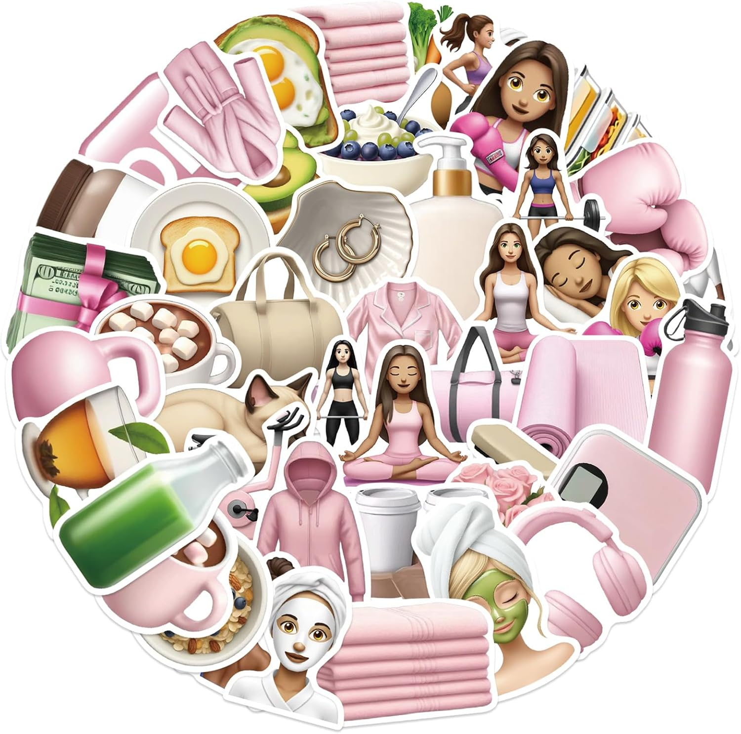 50Pcs Fitness Stickers, Waterproof Vinyl Decal for Kids Girl Teen Adult Student Water Bottle Laptop Phone Computer Skateboard Luggage Notebook Scrapbook Helmet (Boxing Sport)