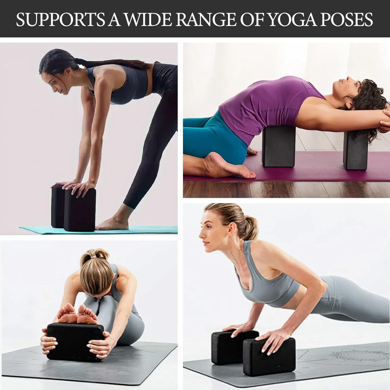 Yoga Blocks 2 Pack, High-Density Yoga Block, EVA Foam Yoga Block, with Stretching Belt, Odor Resistant and Antiskid, Used for Yoga, Pilates and Meditation