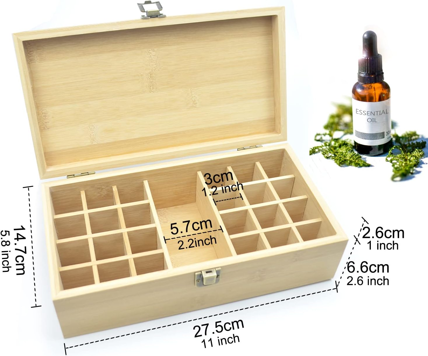 Pure Vie Bamboo Essential Oil Storage Box Travel Organizer Case with Bottle Cap Label - Aromatherapy Nail Polish Fragrance Container, Holds 24 Bottle for 5-30Ml - Keep Scented Oil Safe & Space Saver image number 4