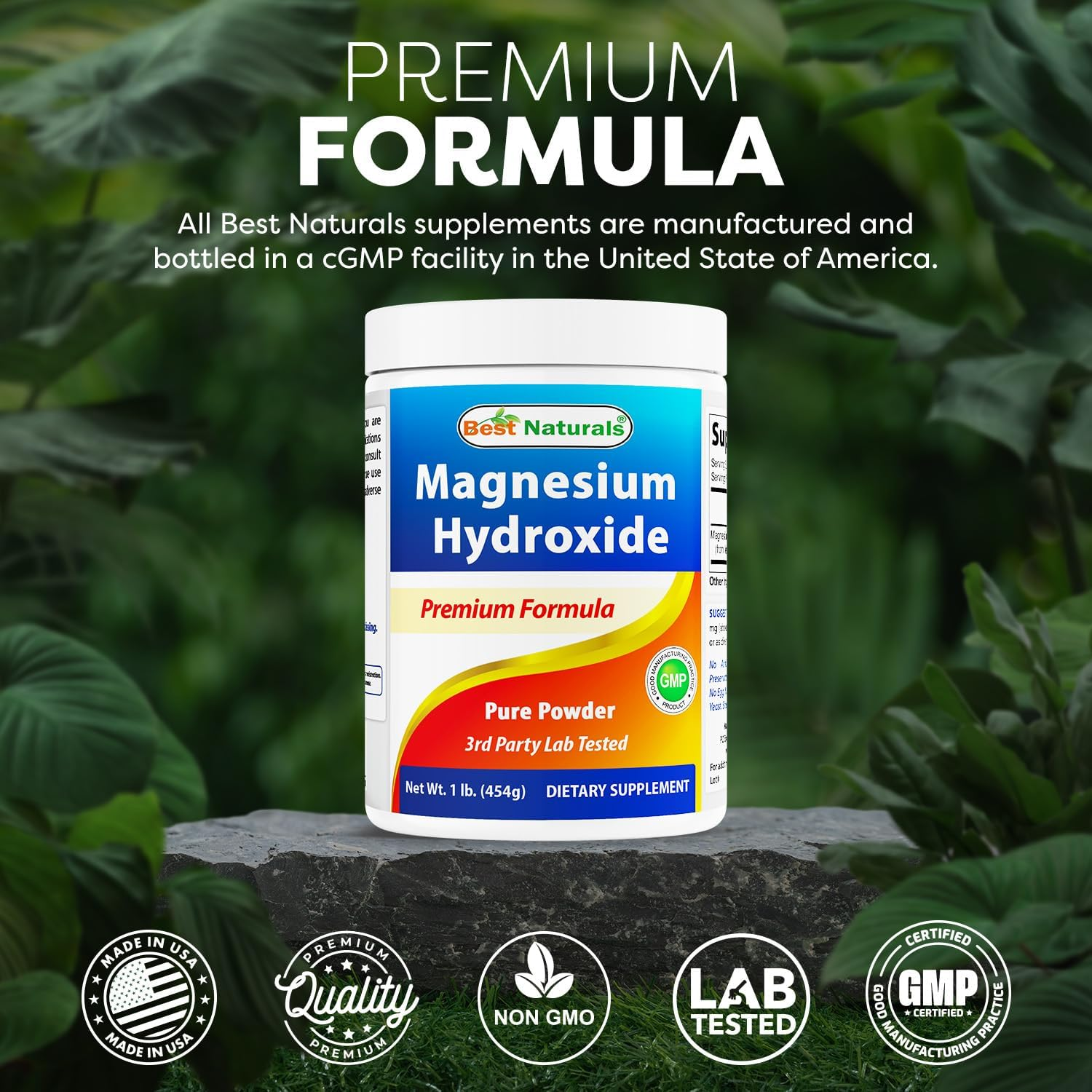 Best Naturals Magnesium Hydroxide Powder - 380Mg of Elemental Magnesium per Serving - 454 Servings per Cotainer - 1 Pound image number 3