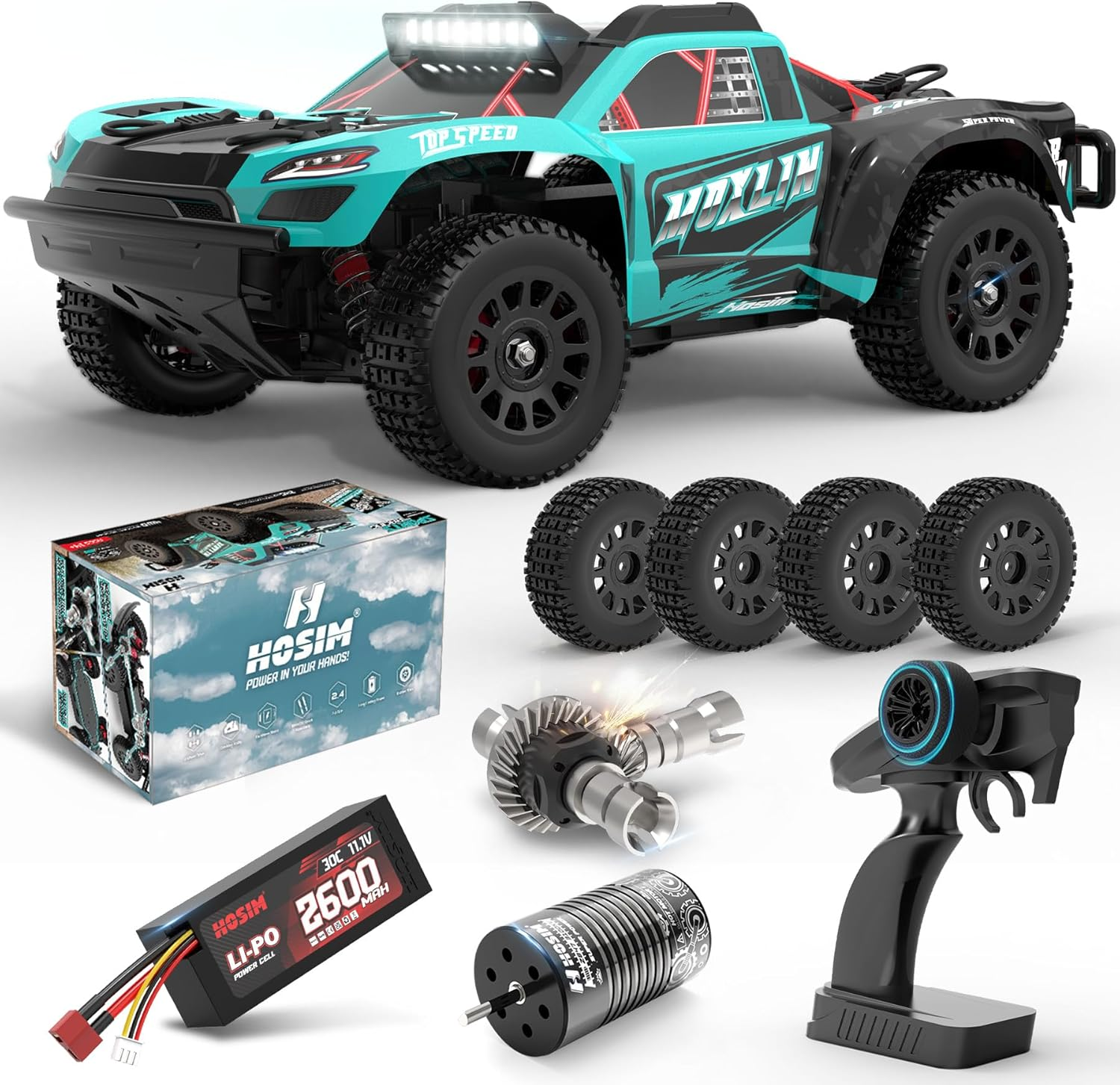 Hosim 1:14 Brushless RC Cars for Adults 80Km/H, 3S Battery Fast RC Trucks 4X4 All Terrain off Road Remote Control Car Waterproof RC Monster Truck High Speed RC Short Course Truck