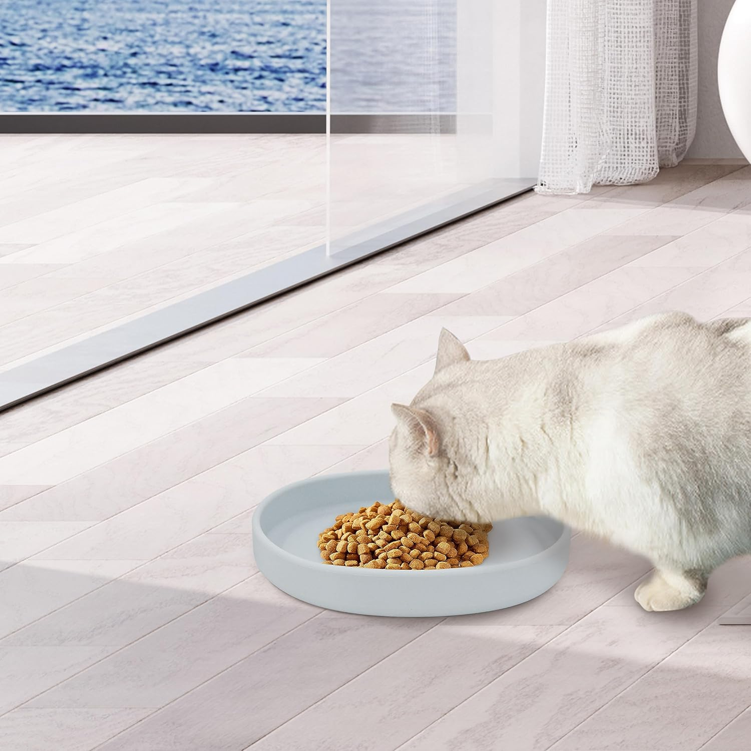 Cat Bowls Silicone Dog Bowls, Non Slip Dog Food Bowls Cat Feeding Bowls, Drinking Bowl Pet Bowl for Dry Food and Wet Food, 10 OZ/330ML Water or Food Bowl for Small Pets, Gray 2Pcs image number 5