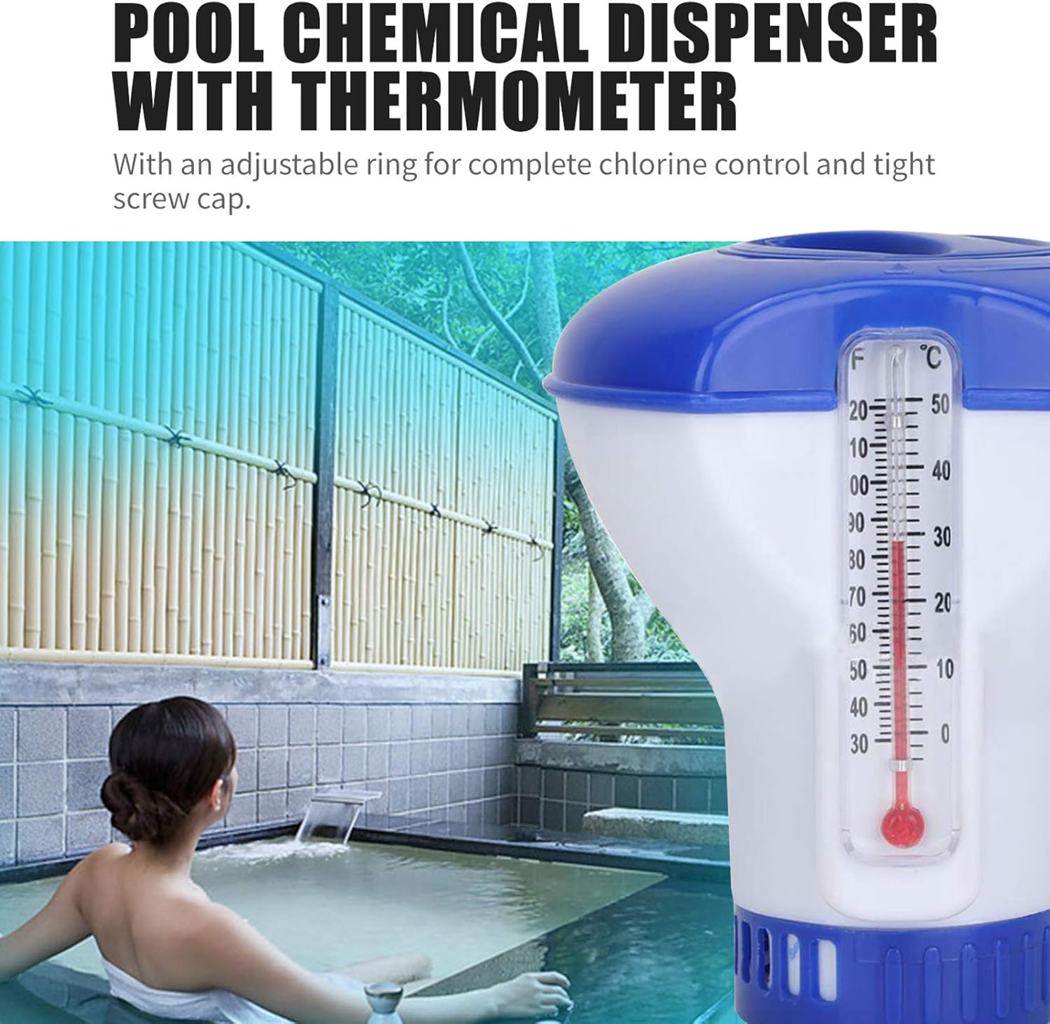 Yasao Pool Chemical Dispenser with Thermometer Floating Chlorine Tablets Dispenser Spa Chemical Dispenser for Outdoor Indoor Swimming Pools Spas Hot Tubs Fish Ponds image number 4