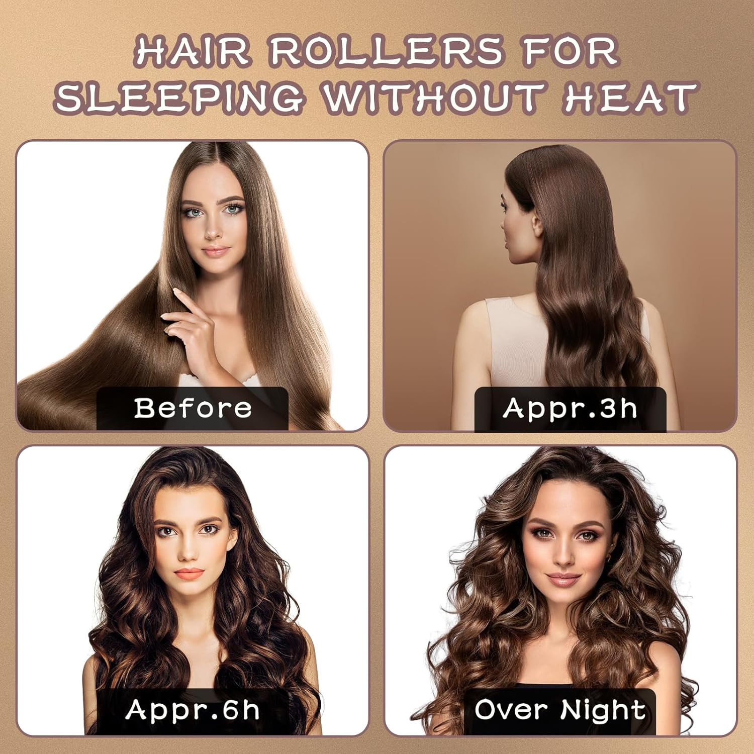 Heatless Hair Curlers Band, Overnight, Curls without Heat, Overnight Blowout Curls without Heat, Curlers without Heat for Short and Long Hair (Brown) Pack of 5