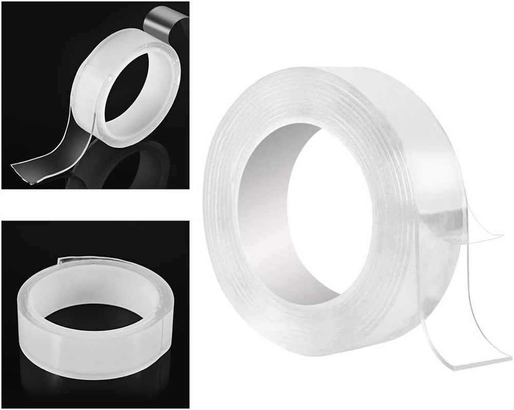 Nano Tape Roll Double Sided Adhesive Tape 30Mm*3M*2Mm Traceless Washable Nano Tape Stick Grip Gel Reusable Nano Gel Pads for Fixing Car Windowshield Glass Carpet Mats Photos Posters Household image number 2