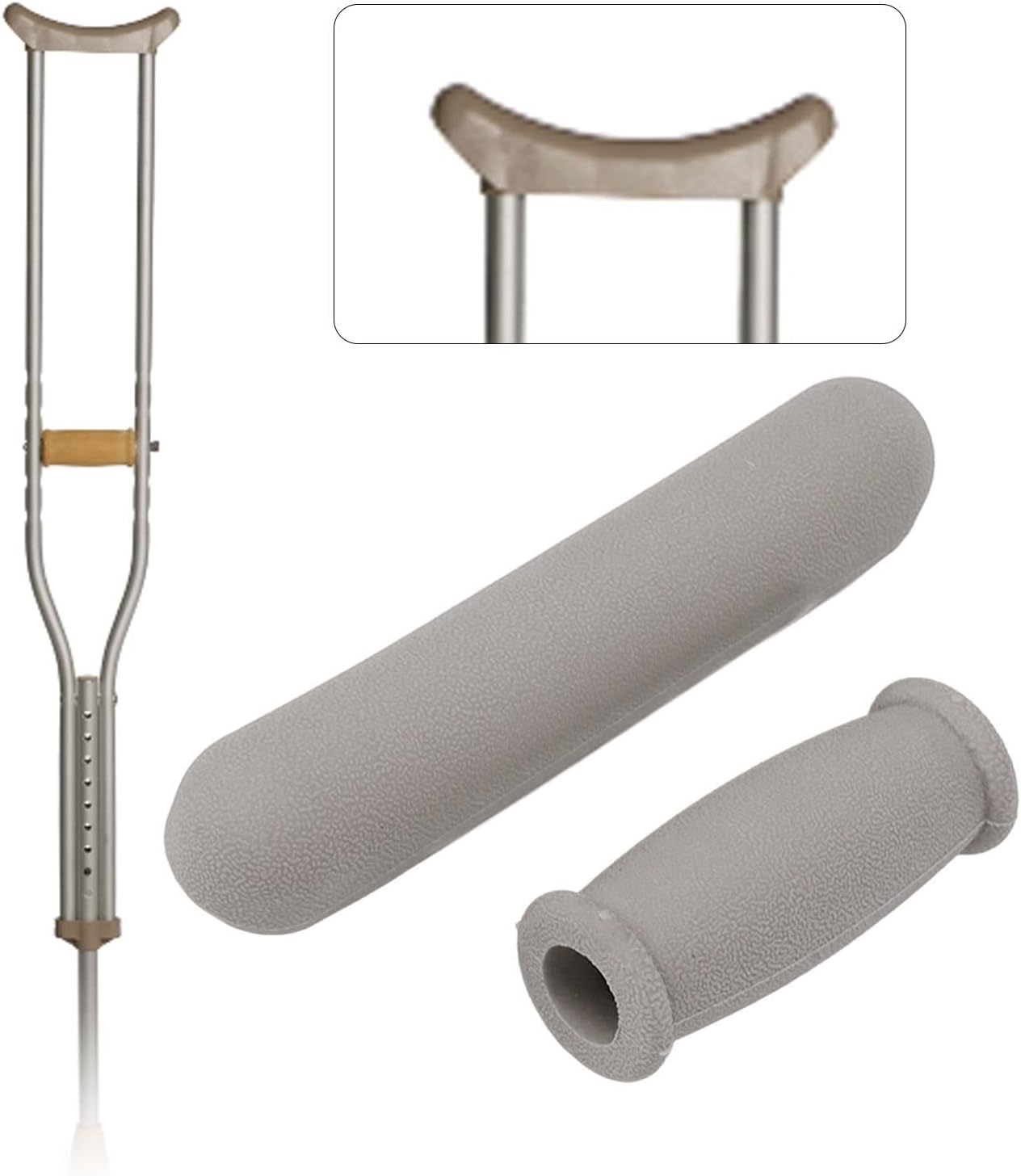 Crutch Pads and Hand Grip Covers, 4Pcs Comfort Replacement Crutch Parts Set, Washable Breathable Underarm Padding, Moisture and Odour Reducing Rubber Cushions Accessories for Standard Crutches(2#) image number 4