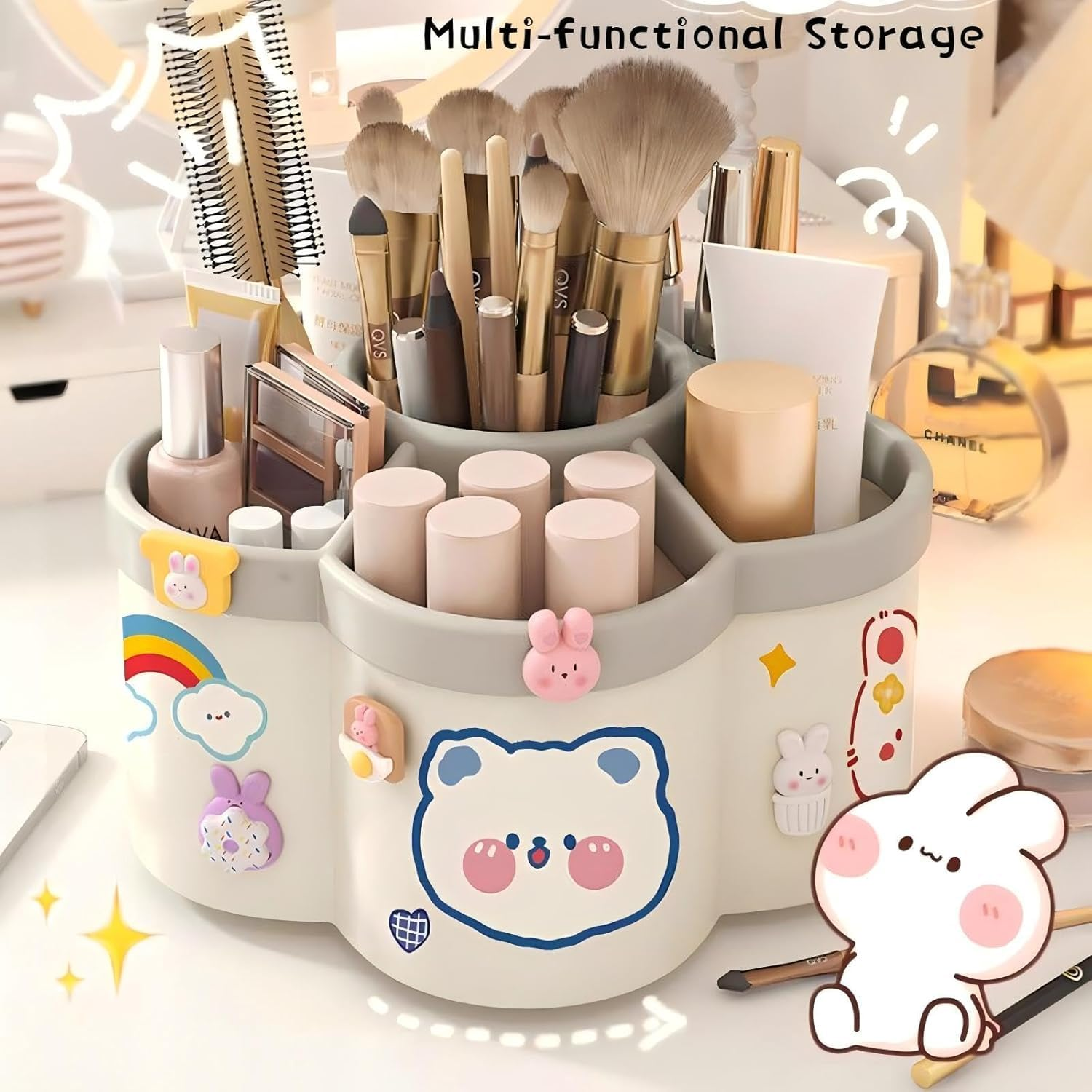 360&deg; Rotating Pen Holder for Desk with 6 Slots, Large - Capacity Desk Organizer for Office, School, Home Use