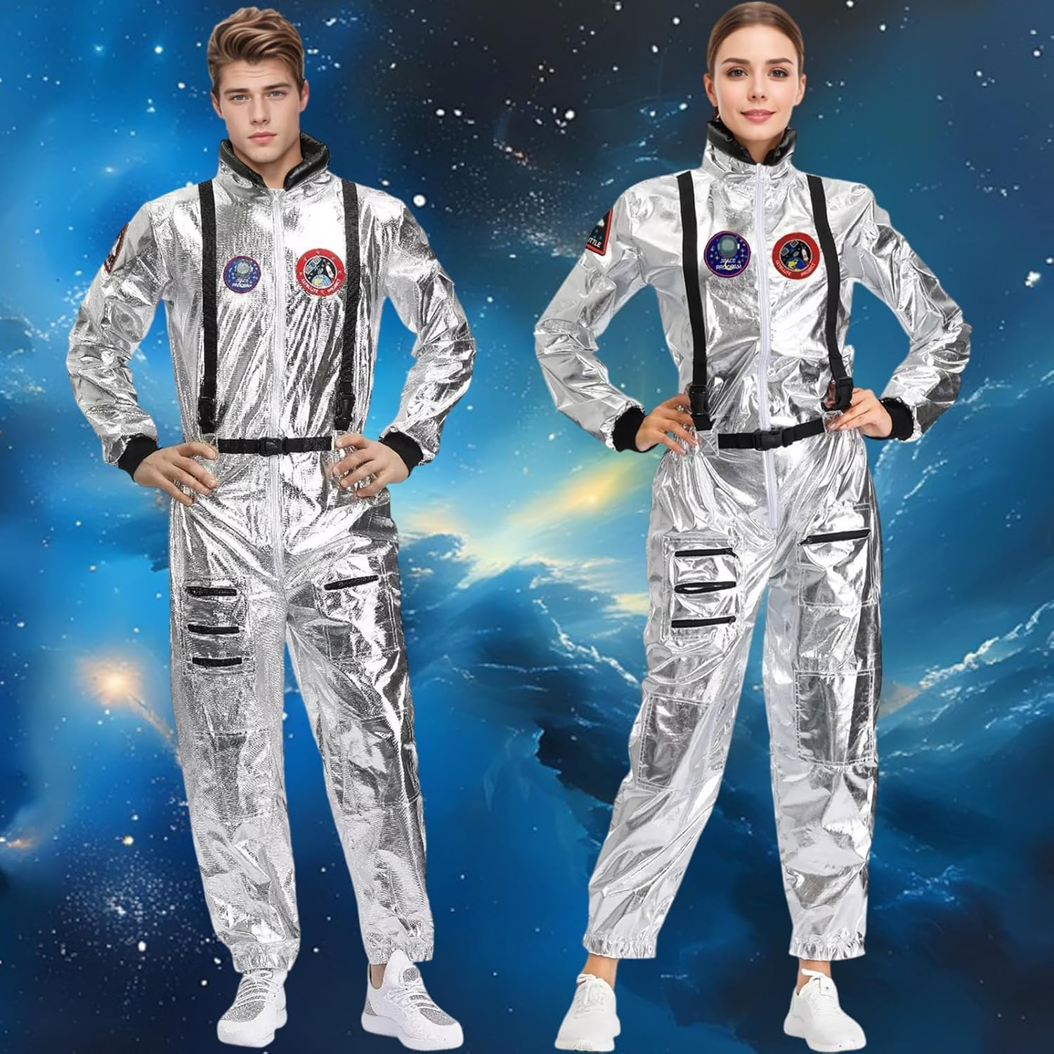 Astronaut Costume Astronaut Jumpsuit Costume for Men Women Spaceman Suit Fancy Dress Spaceman Cosplay for Adult image number 3