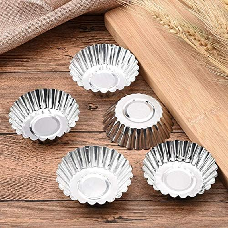 KDDOM 10 Pcs Stainless Steel Mini Tart/Pie Pans Reusable Tartlet Cupcake Baking Mold for Pies Baking Tool Non Stick image number 2