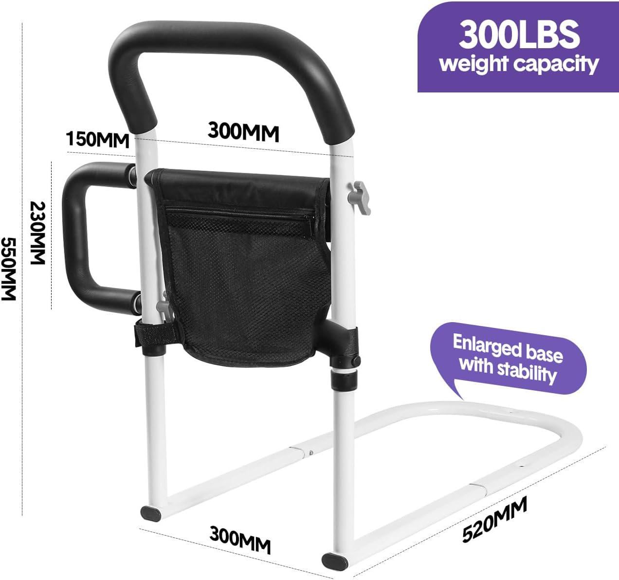 Aumerage Bed Rails for Elderly Adults Safety -Bed Assist Rail with Double Grab Bars, Medical Bed Support Bar Safety with Storage Pouch, Bedside Assist Bar with Support Legs image number 1