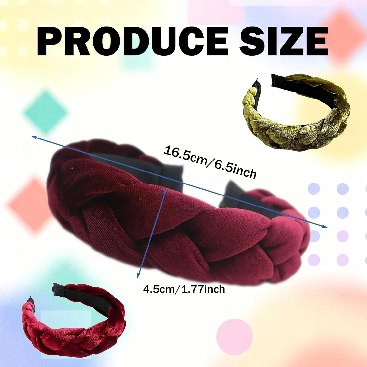 FISH DRAGATE 2 Pieces Women'S Headband, Braided Headbands, Dirndl, Velvet Hair Band, Braided, Vintage Headband, Fashion Accessories, Party, Wedding Bridal Hair Jewellery image number 4