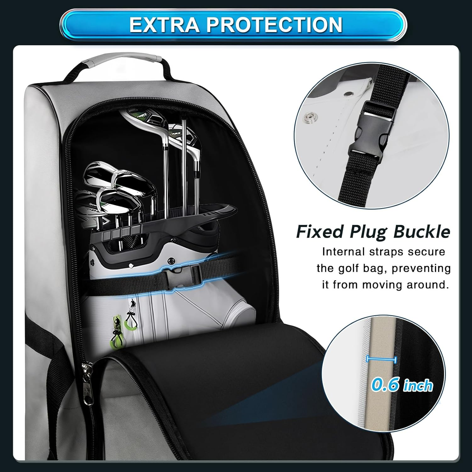 Outdoors Golf Travel Bag - Heavy Duty 600D Polyester Oxford Wear-Resistant, Excellent Zipper Universal Size with Wheels, Soft-Sided Golf Club Travel Cover to Protect Clubs