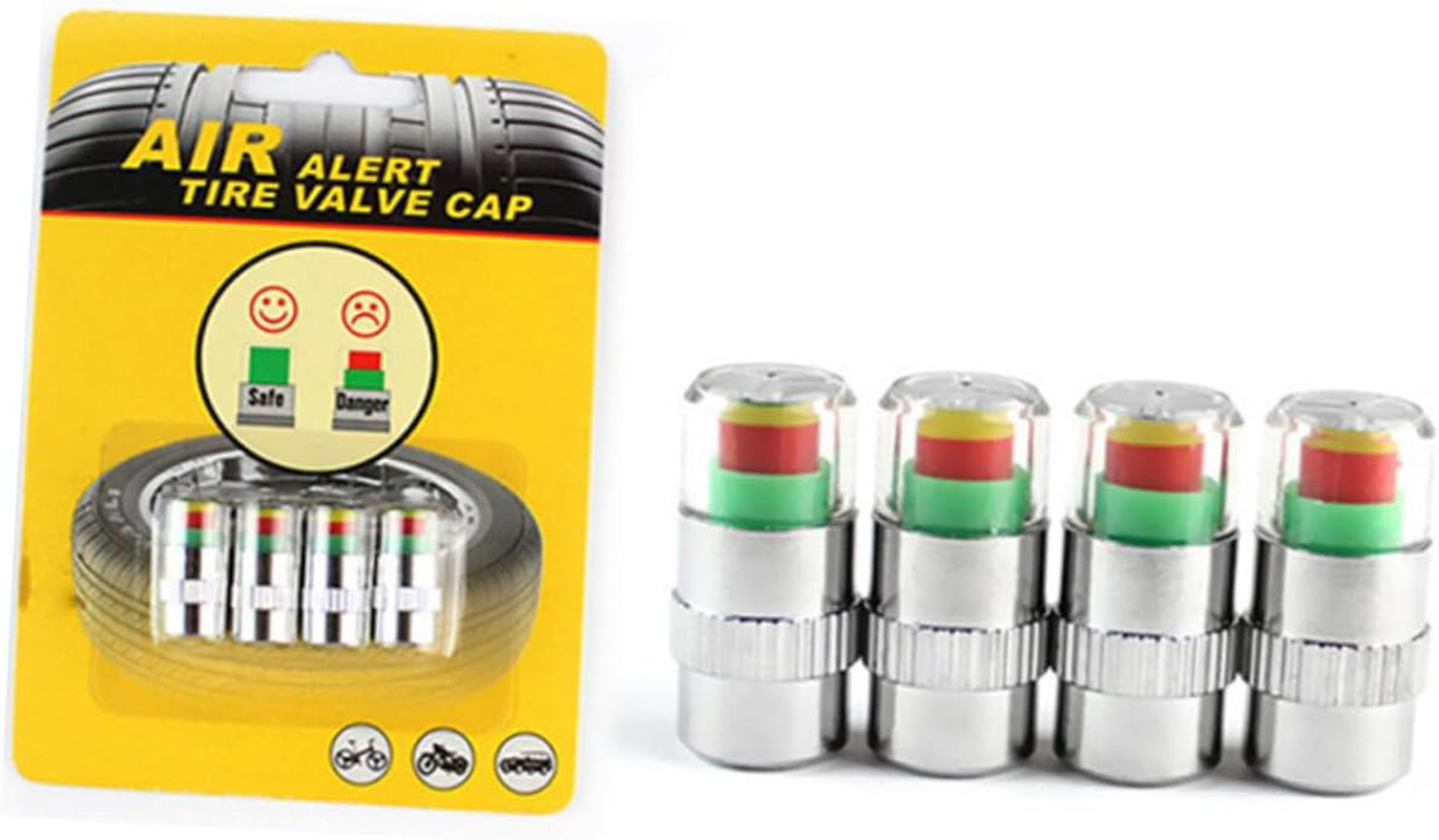 Iplusmile 4Pcs Car Tire Pressure Warning Caps Copper Core Sensor, Dust Caps Pressure Indicator for Vehicle Tyre Monitoring, Compatible Automotive Wheels for Safe Driving image number 1