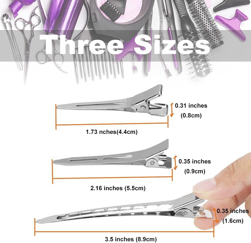 Pack of 60 Women'S Hair Clips, 4.4 Cm/5.5 Cm/9 Cm, Metal Hair Clips for Hairdressing Supplies, Hair Styling, Compartment Clips for Salon and Home Use, Silver image number 2