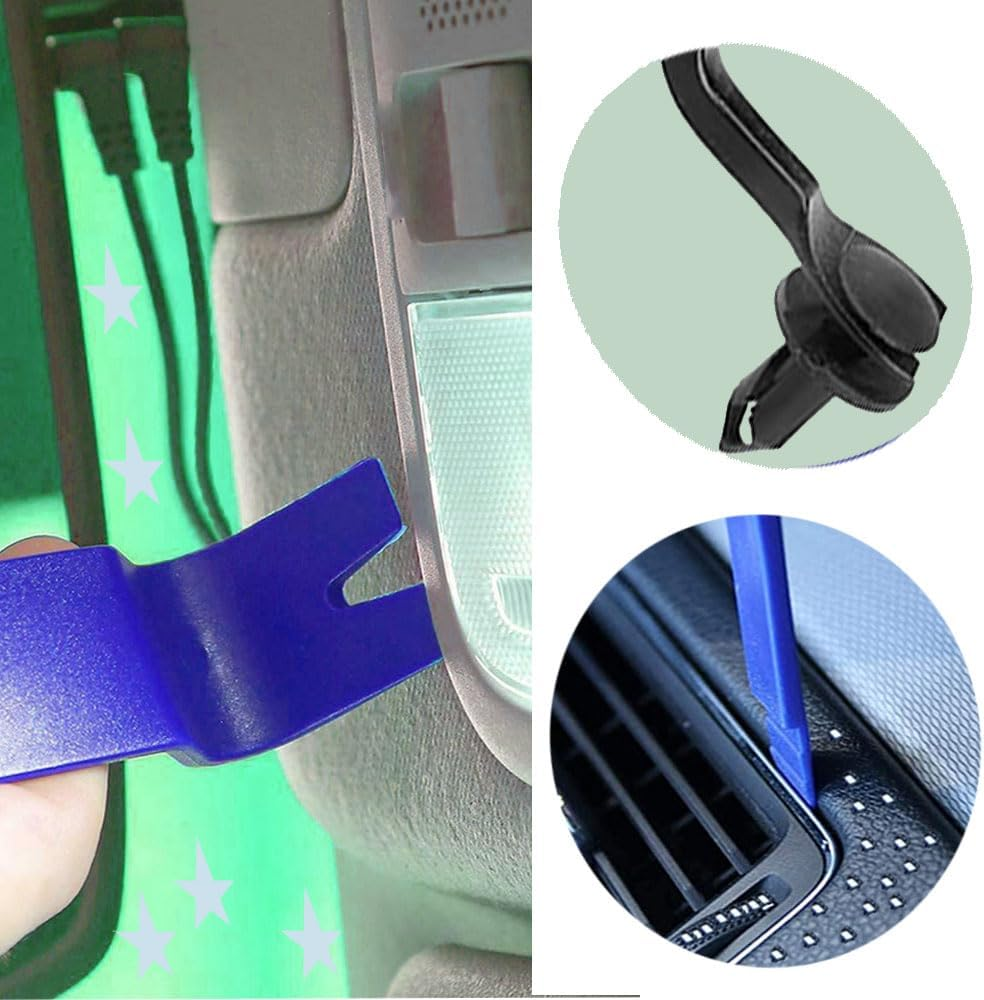 5 Pcs No Scratch Pvc Pry Tool Kit, Auto Trim Removal Tool Kit, Interior Door Panel Clip Removal Set for Vehicle Dash Radio Audio Installer, Interior Trim Tools, Blue